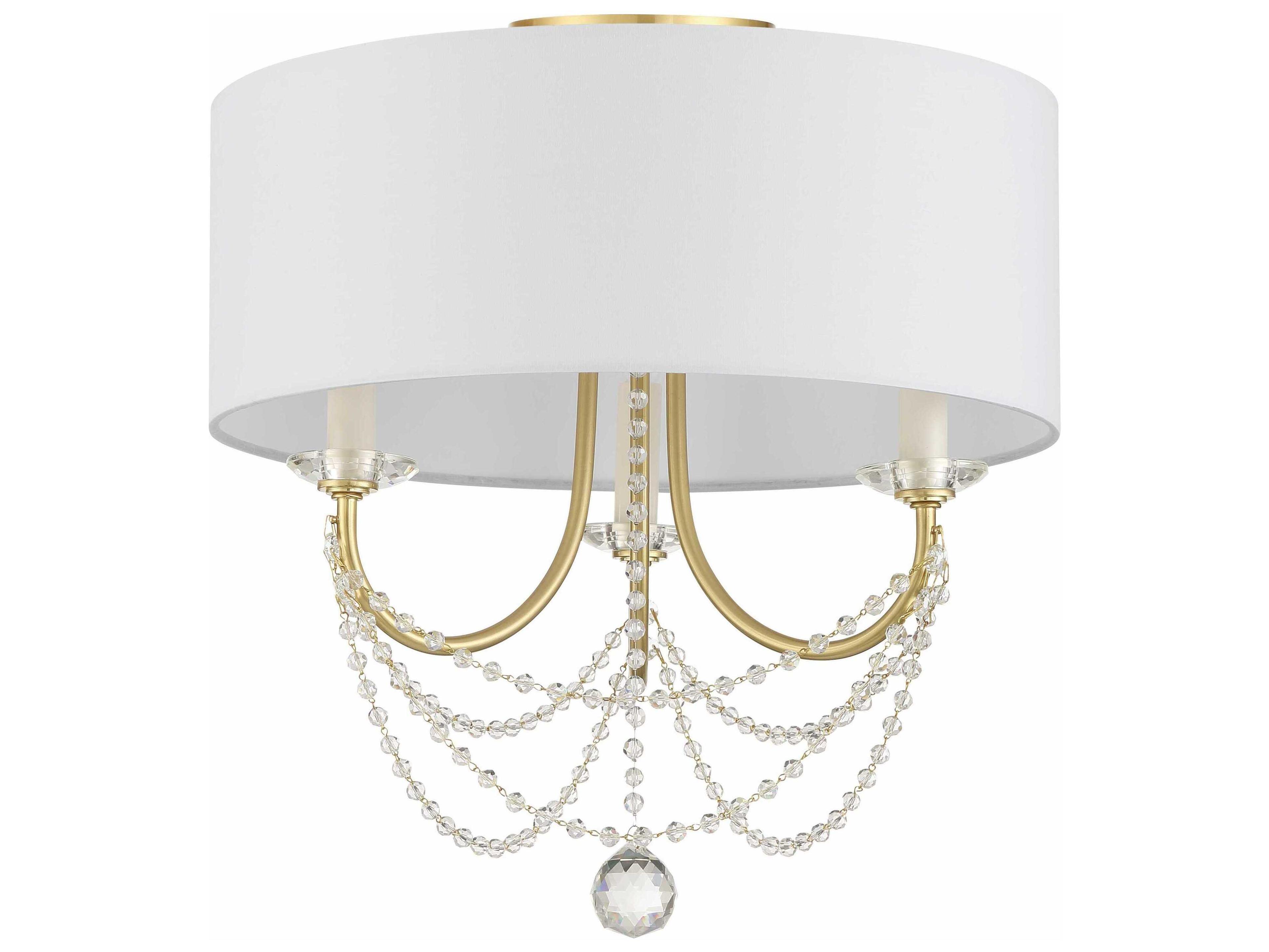 Crystorama Delilah 3-Light Aged Brass Crystal Drum Semi Flush Mount