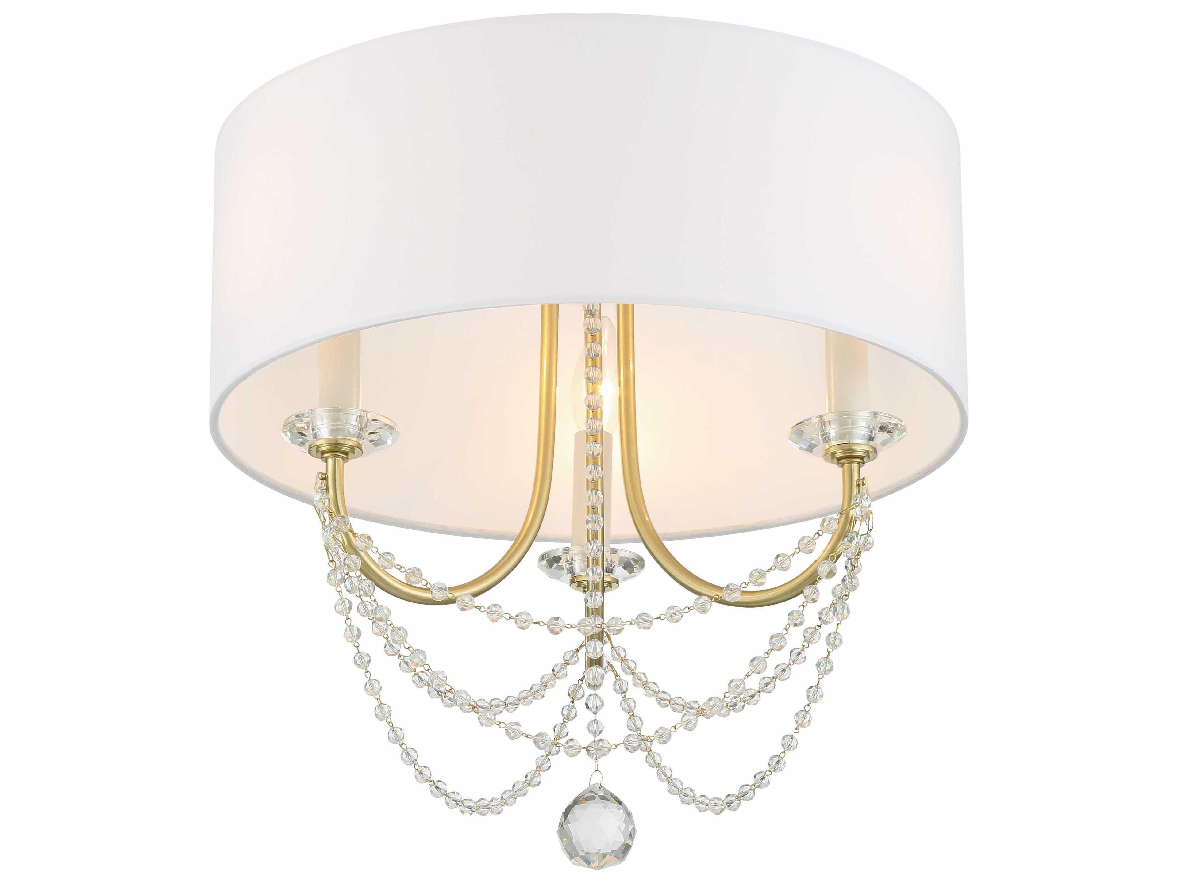 Crystorama Delilah 3-Light Aged Brass Crystal Drum Semi Flush Mount