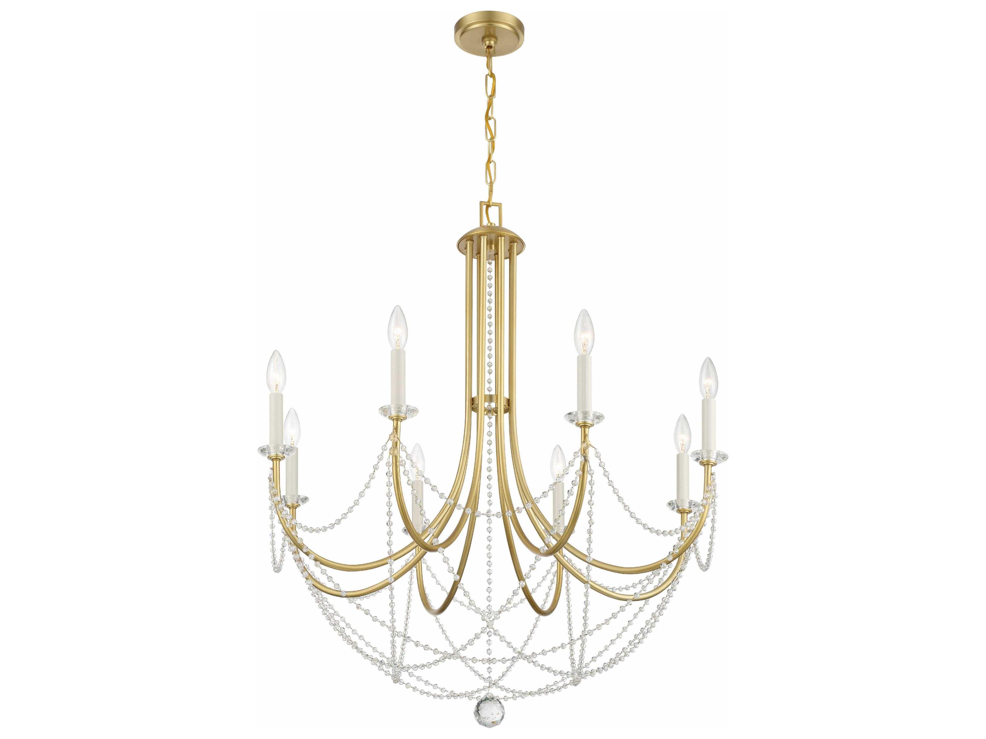Delilah 8-Light Aged Brass Crystal Candelabra Chandelier