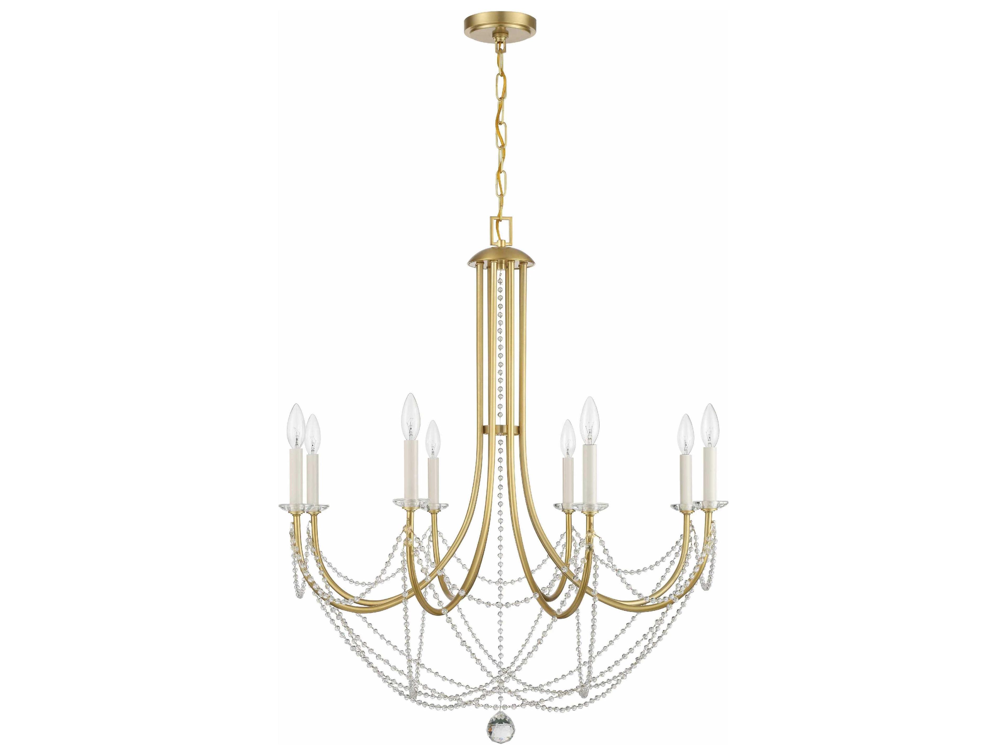Crystorama Delilah 8-Light Aged Brass Crystal Candelabra Chandelier