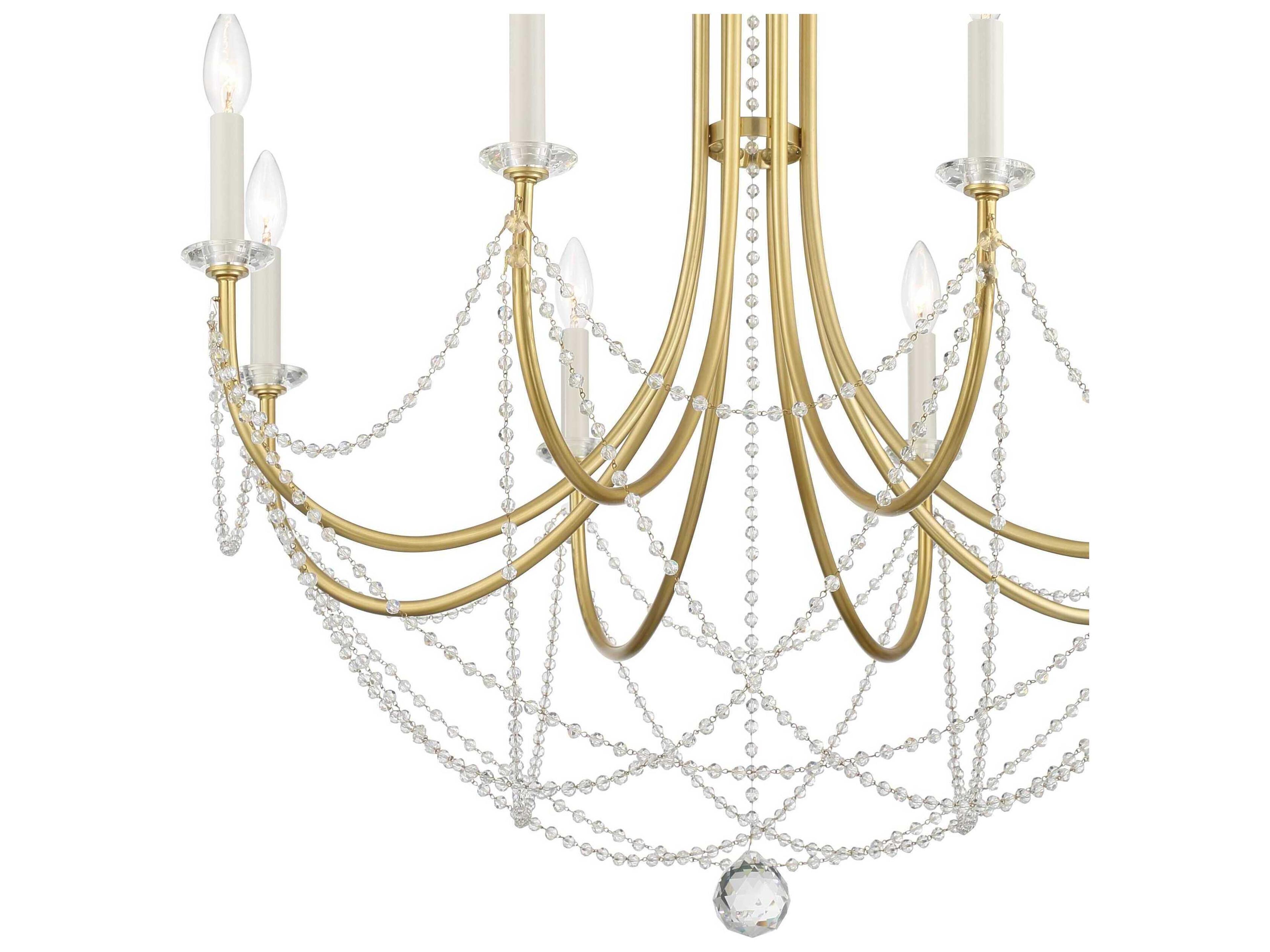 Crystorama Delilah 8-Light Aged Brass Crystal Candelabra Chandelier
