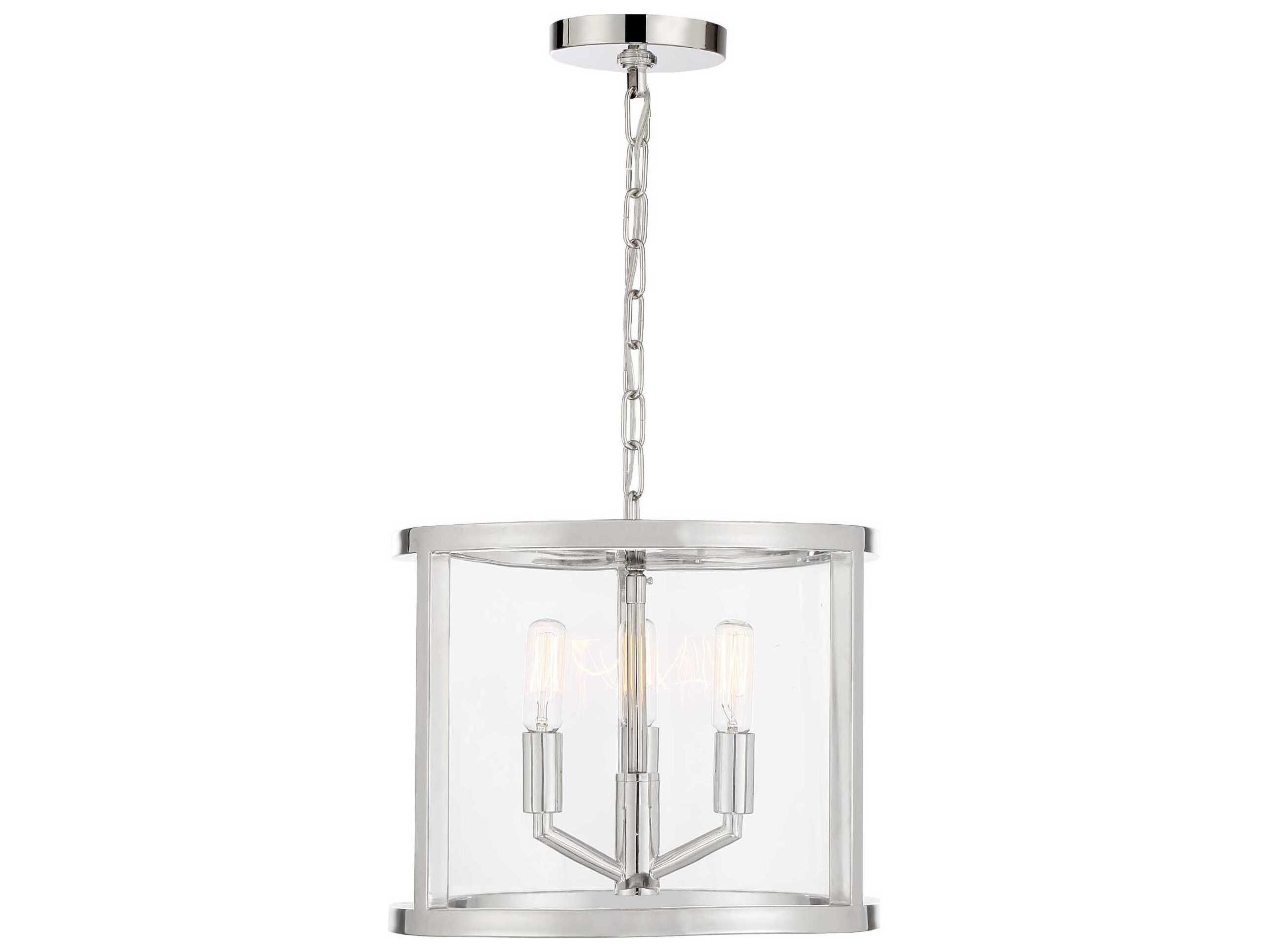 Devon 3-Light Polished Nickel Glass Candelabra Drum Chandelier