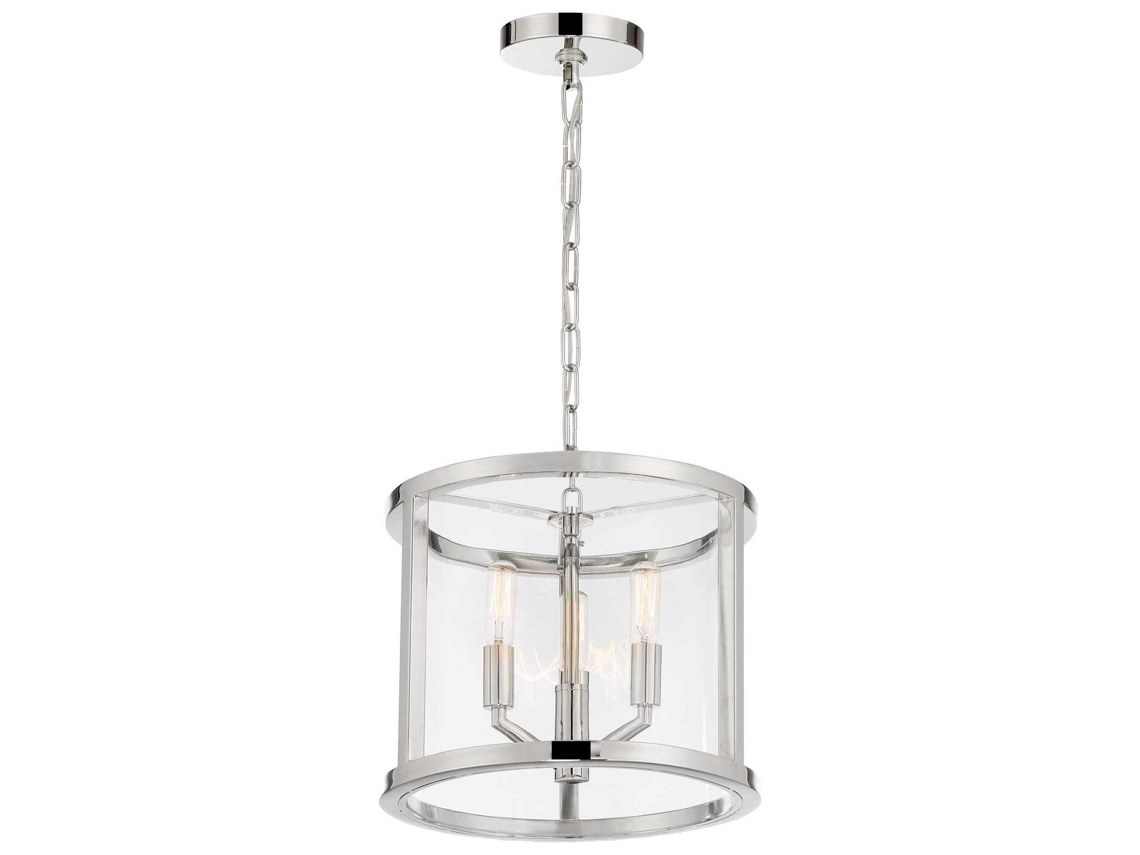 Crystorama Devon 3-Light Polished Nickel Glass Candelabra Drum Chandelier