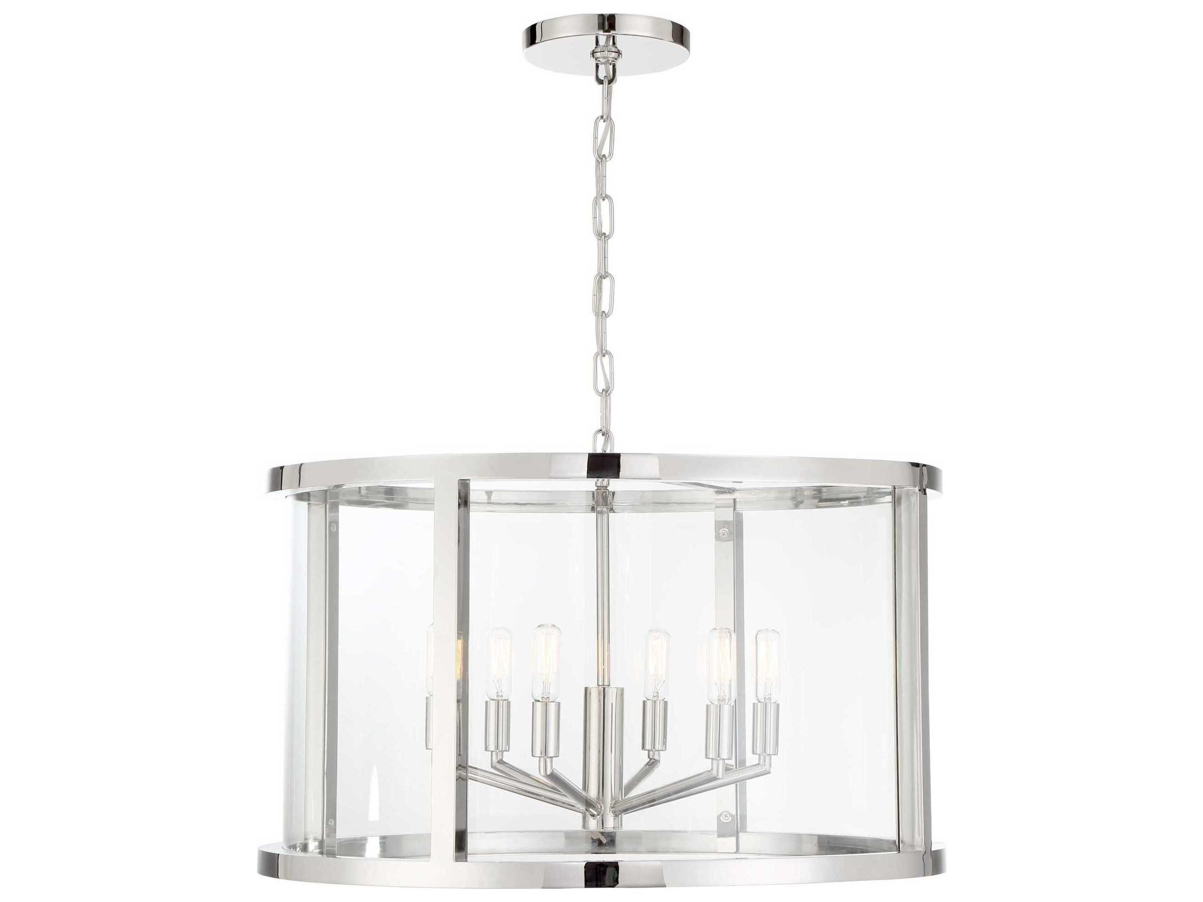 Crystorama Devon 6-Light Polished Nickel Glass Candelabra Drum Chandelier