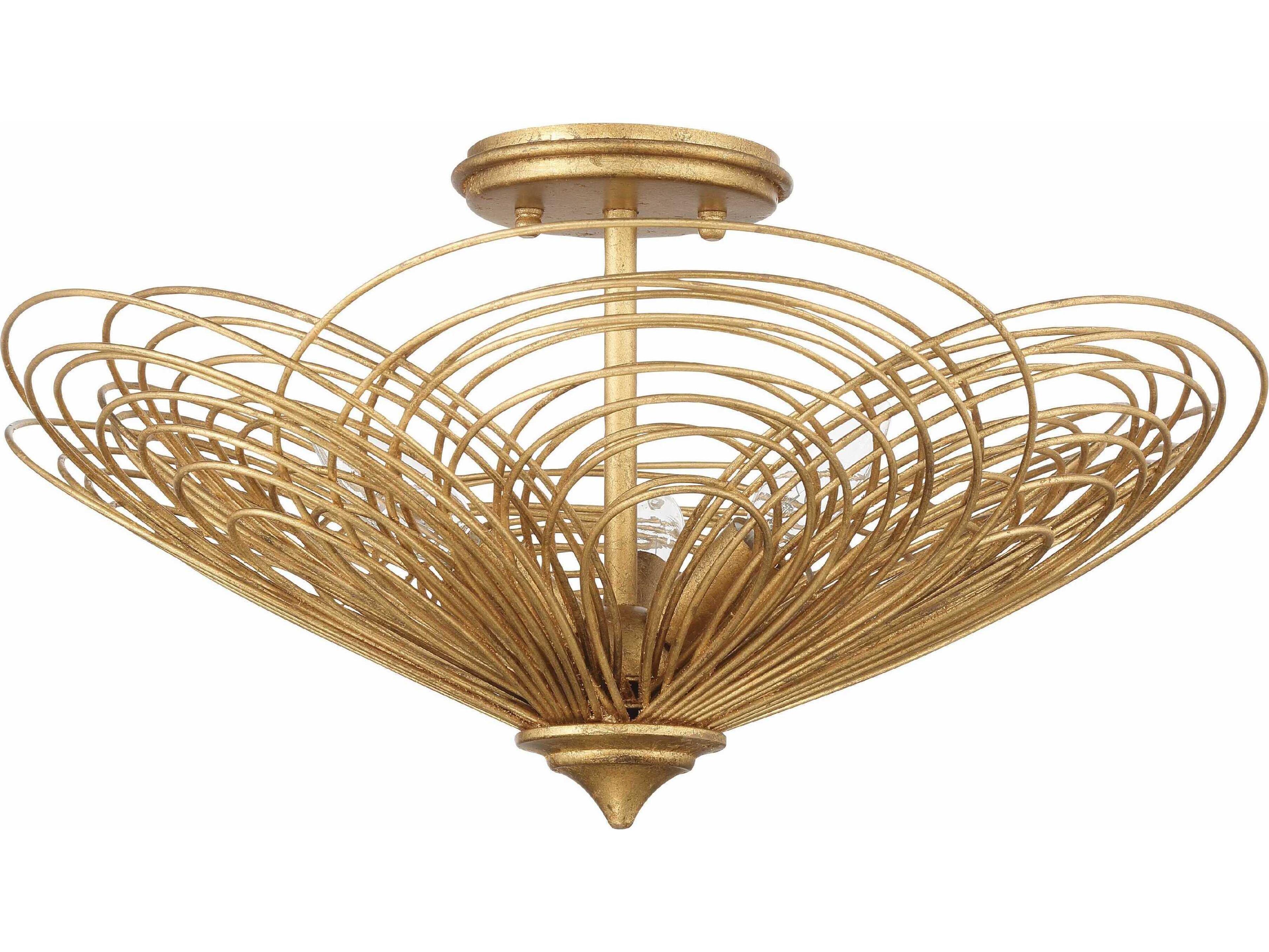Doral 3-Light Renaissance Gold Semi Flush Mount