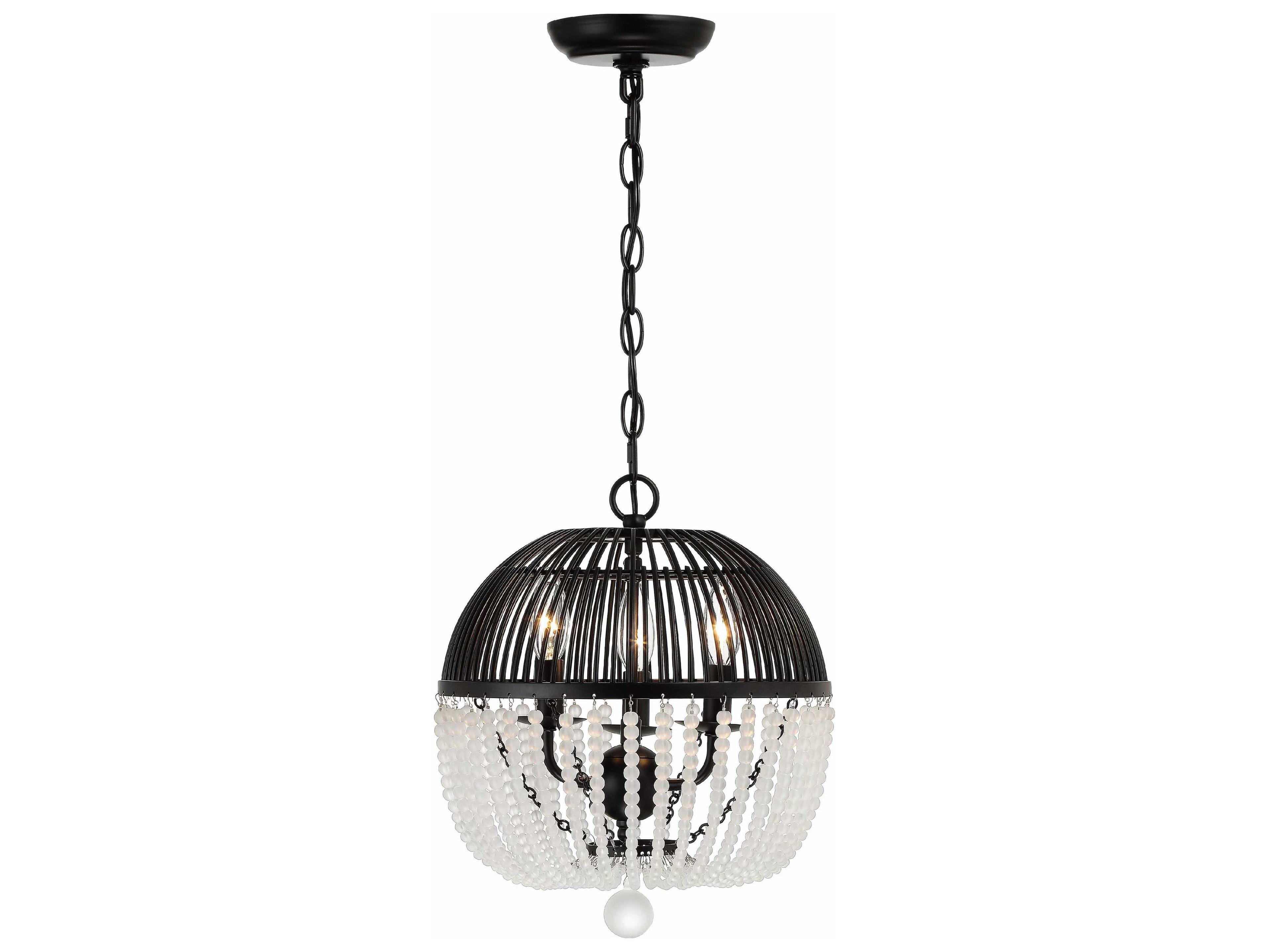 Duval 3-Light Matte Black Glass Candelabra Globe Chandelier
