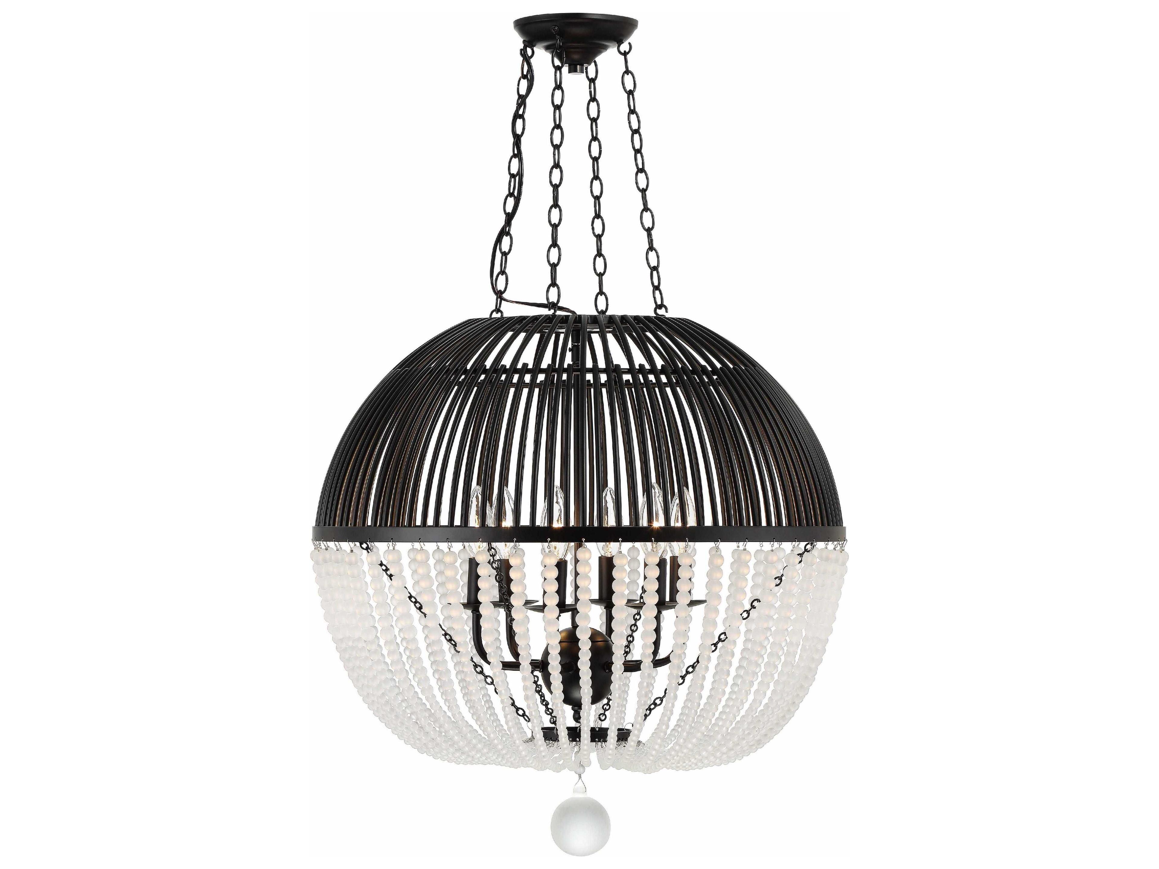 Duval 6-Light Matte Black Glass Candelabra Globe Chandelier
