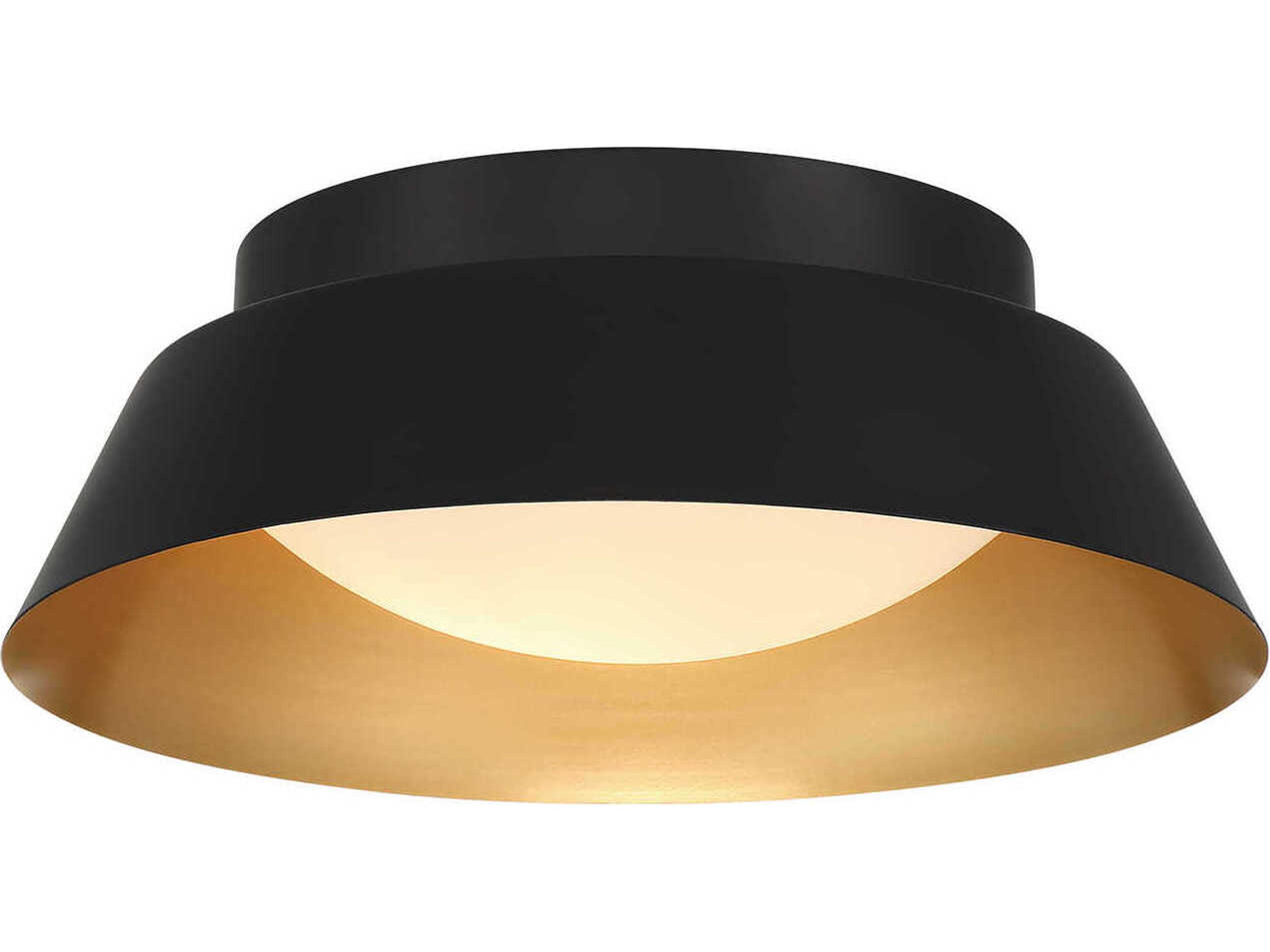 Donoven 2-Light Matte Black Gold Round Flush Mount