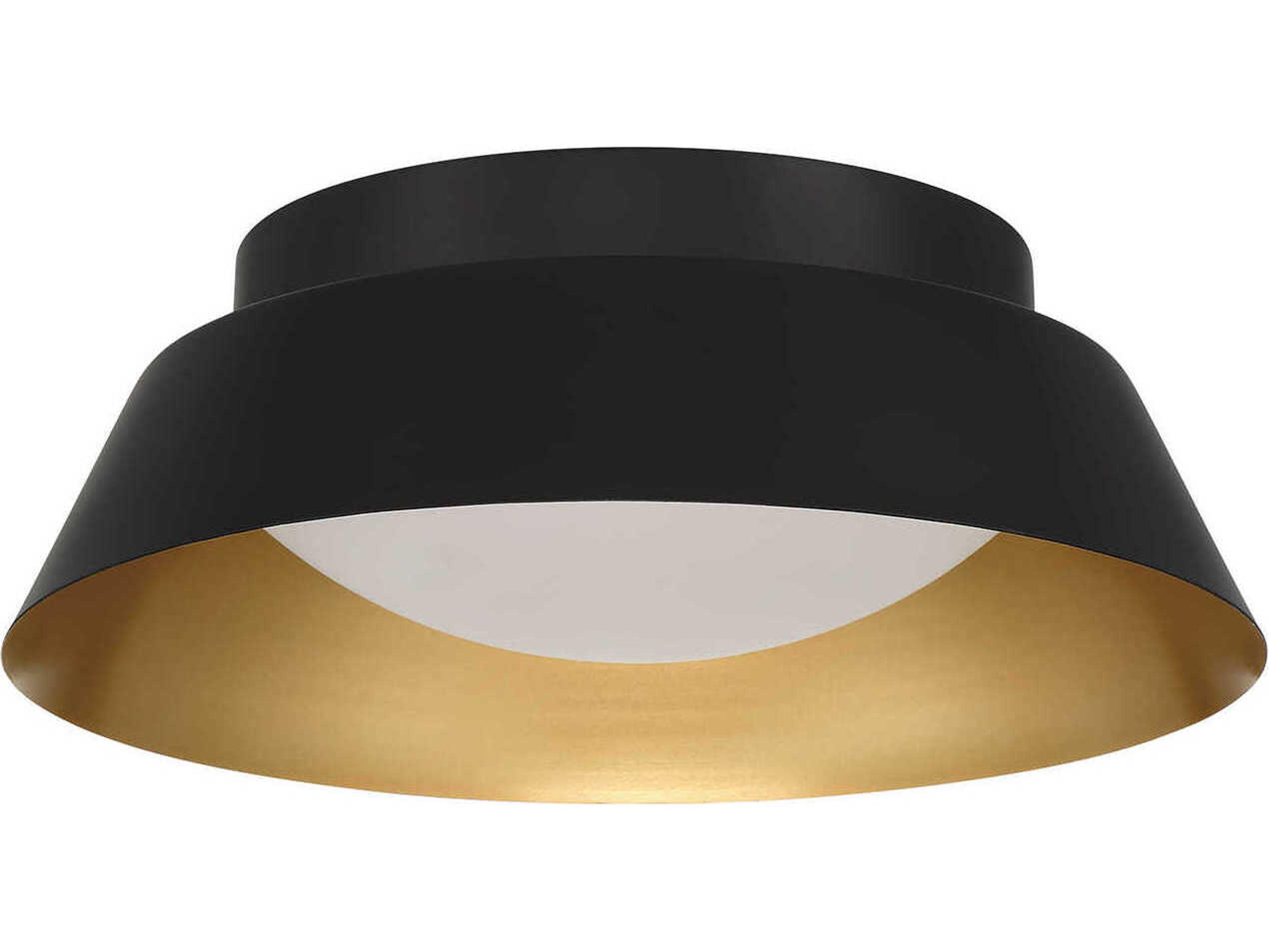Crystorama Donoven 2-Light Matte Black Gold Round Flush Mount