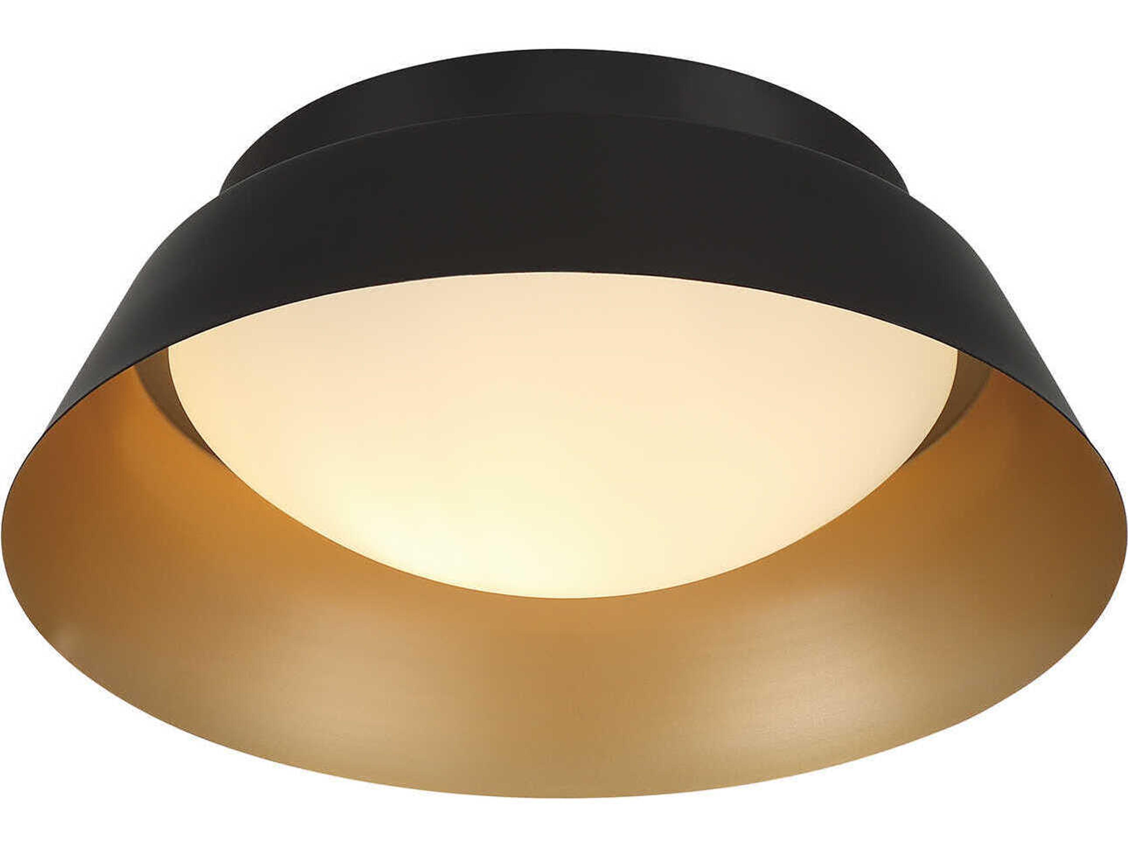 Crystorama Donoven 2-Light Matte Black Gold Round Flush Mount
