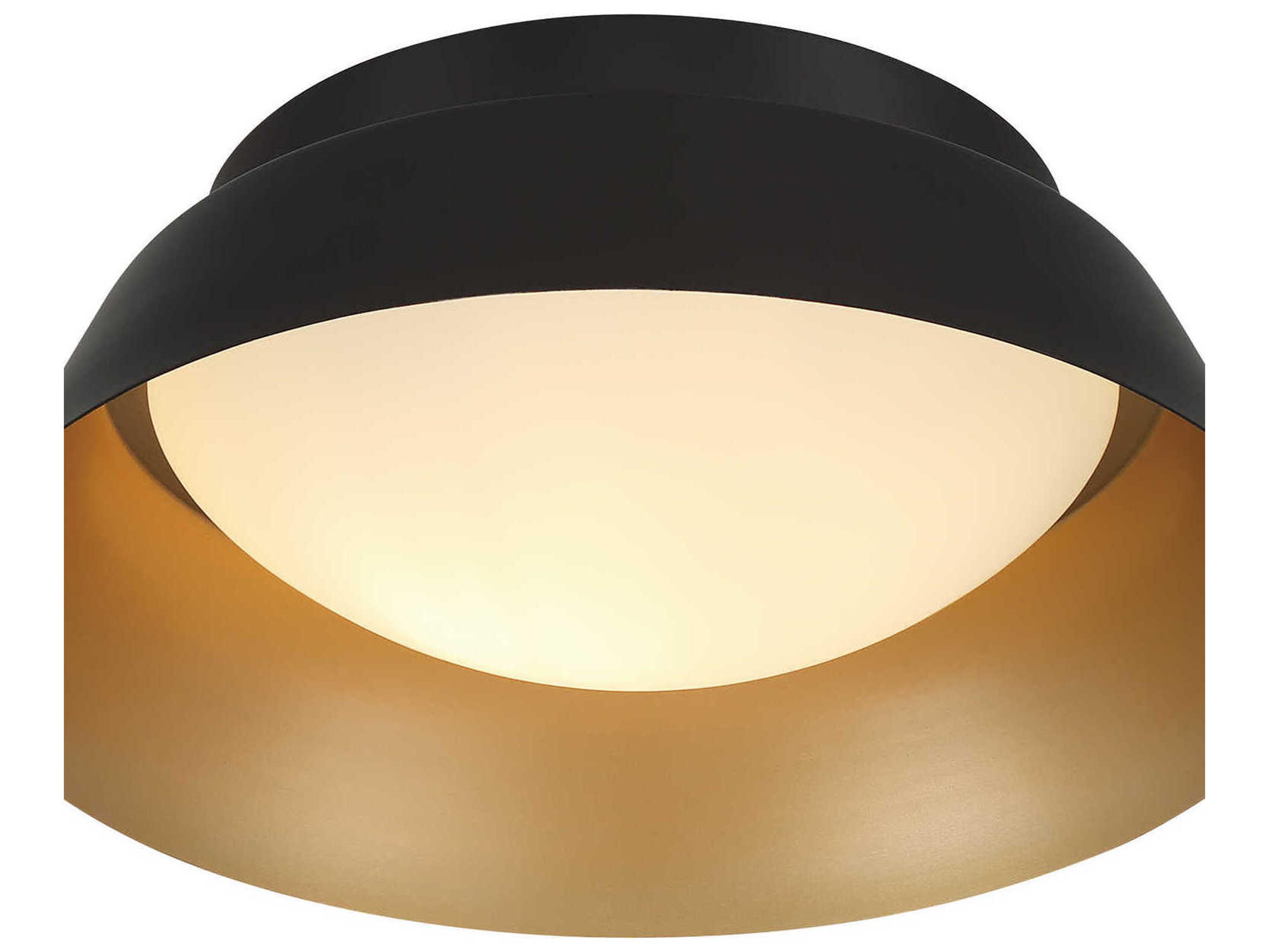 Crystorama Donoven 2-Light Matte Black Gold Round Flush Mount