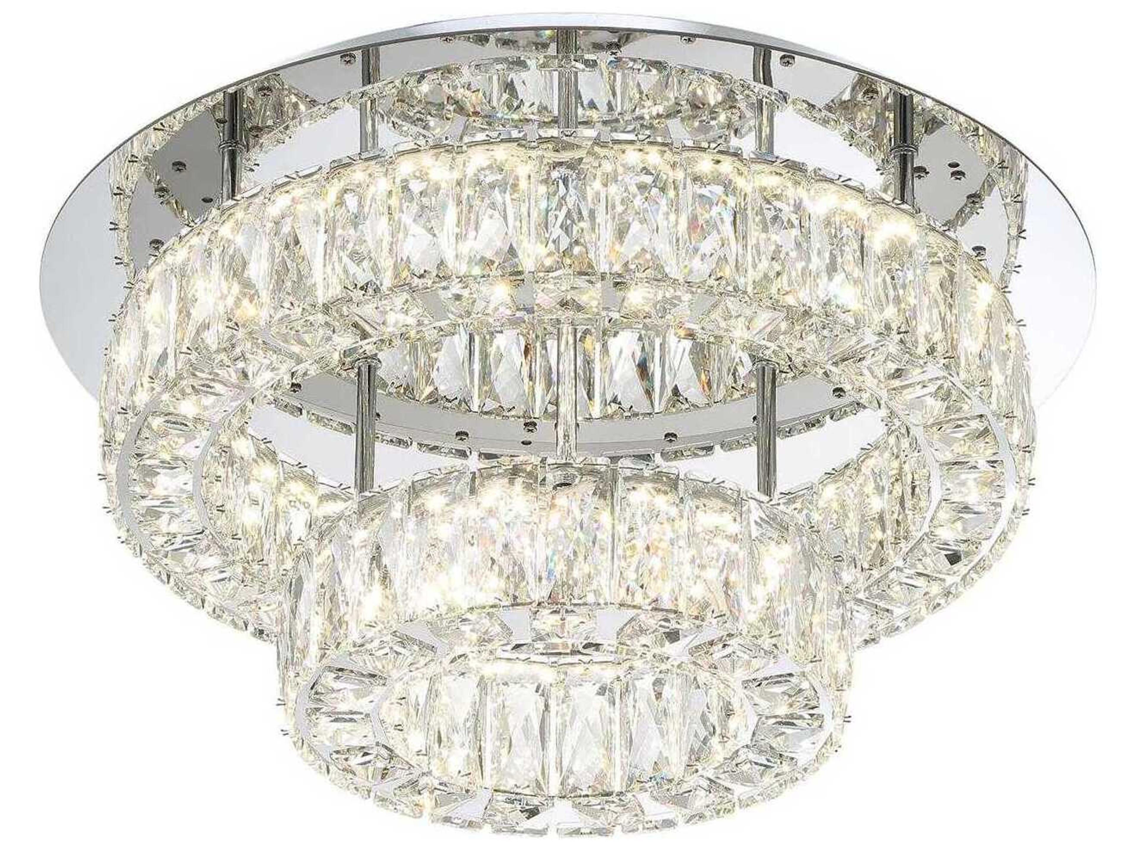 Crystorama Kinsley 1-Light Polished Chrome Round Tiered Flush Mount