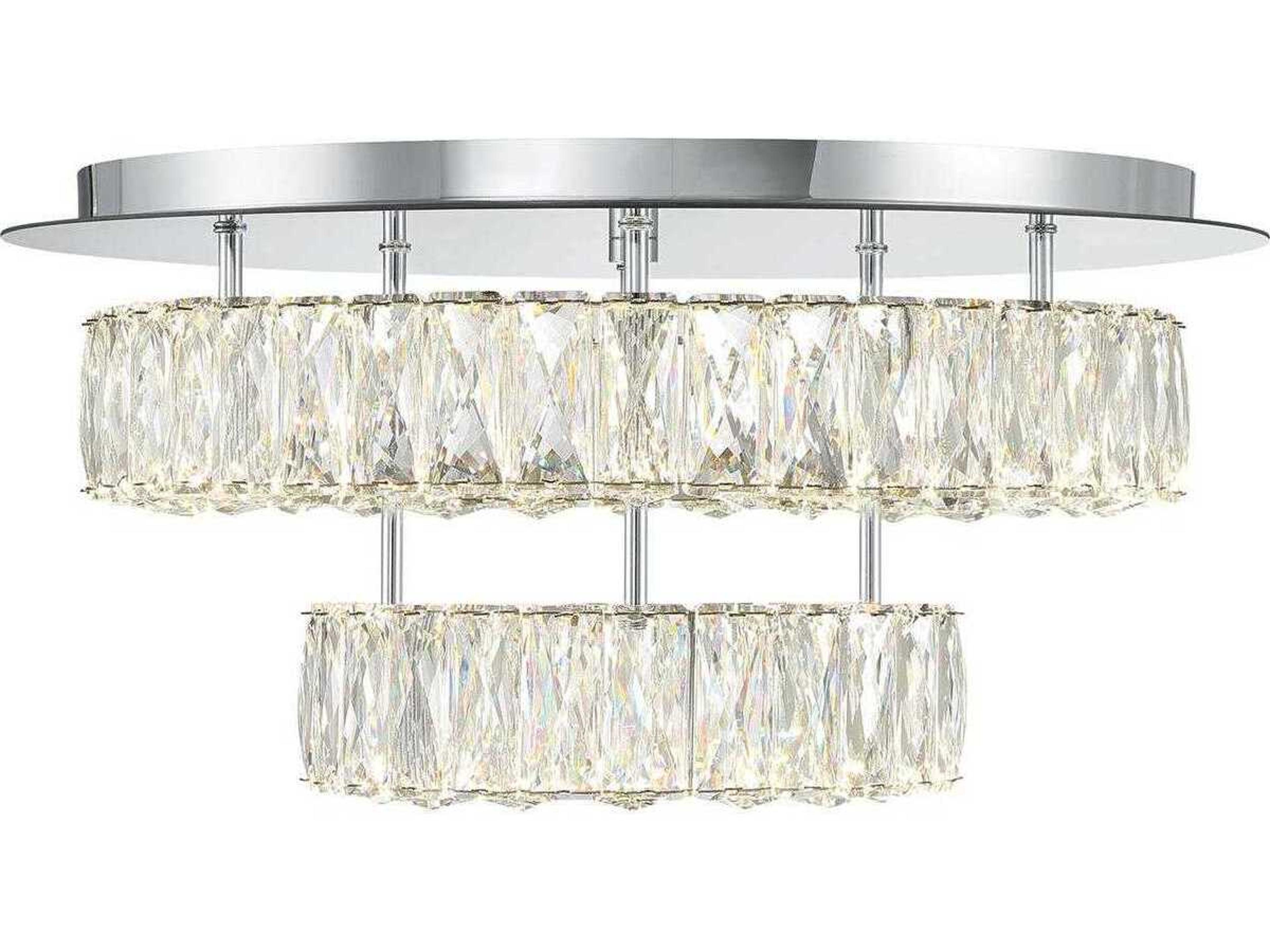Crystorama Kinsley 1-Light Polished Chrome Round Tiered Flush Mount