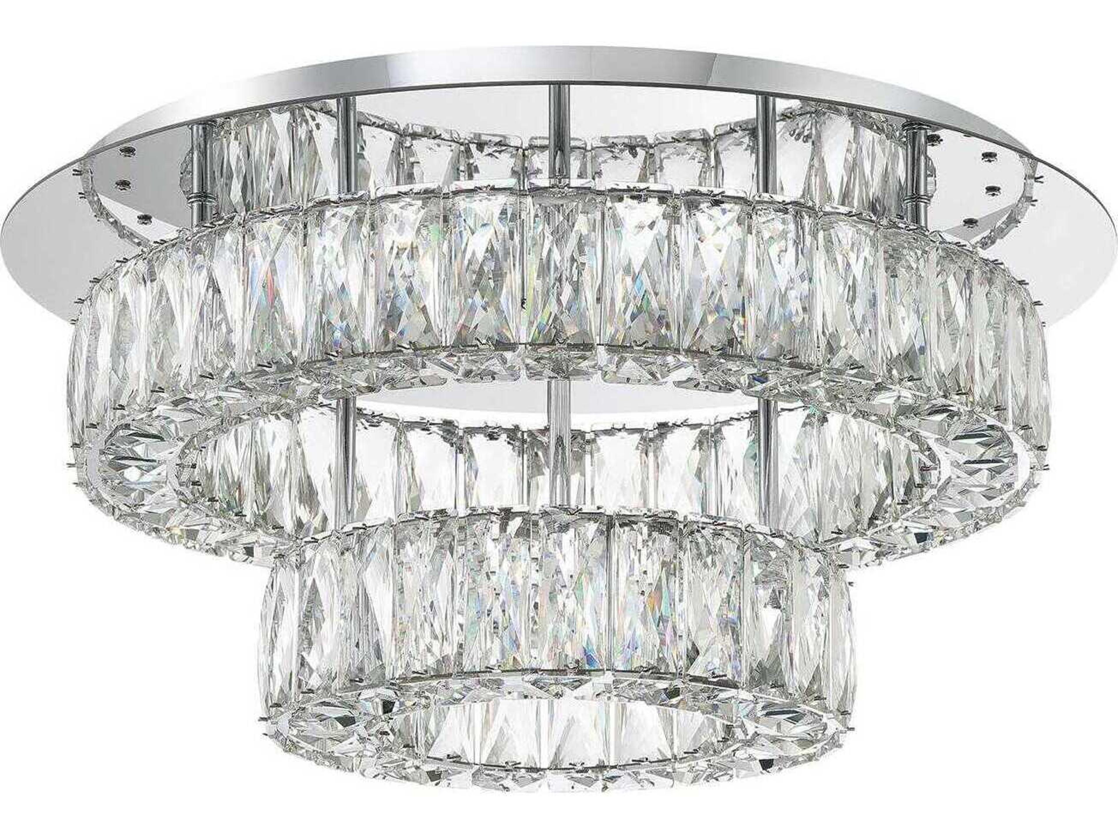 Crystorama Kinsley 1-Light Polished Chrome Round Tiered Flush Mount