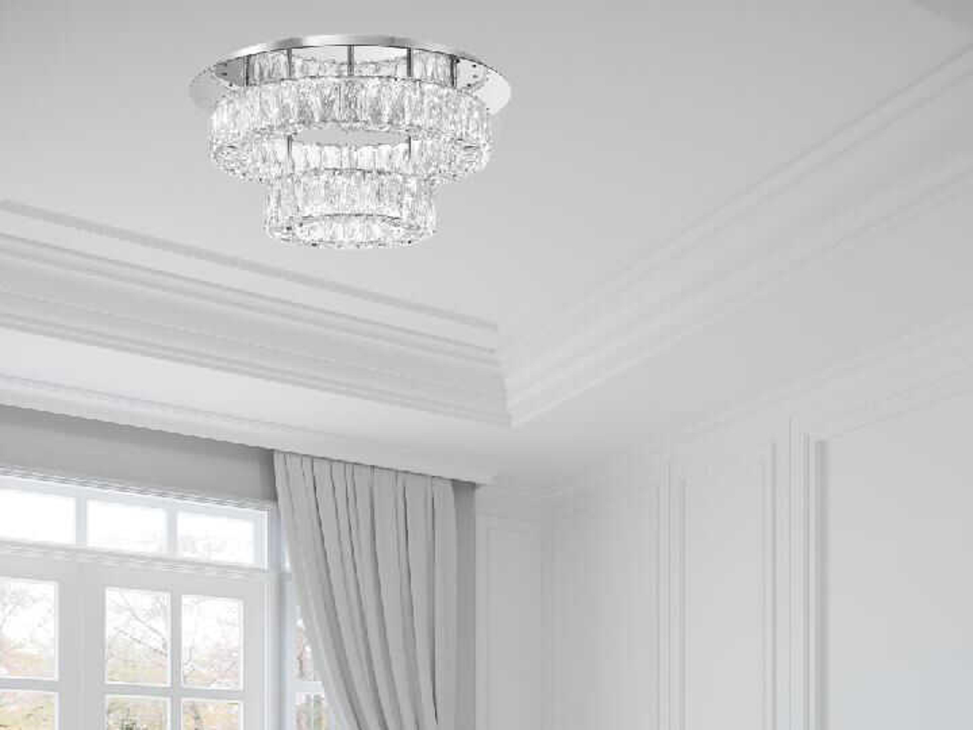 Crystorama Kinsley 1-Light Polished Chrome Round Tiered Flush Mount
