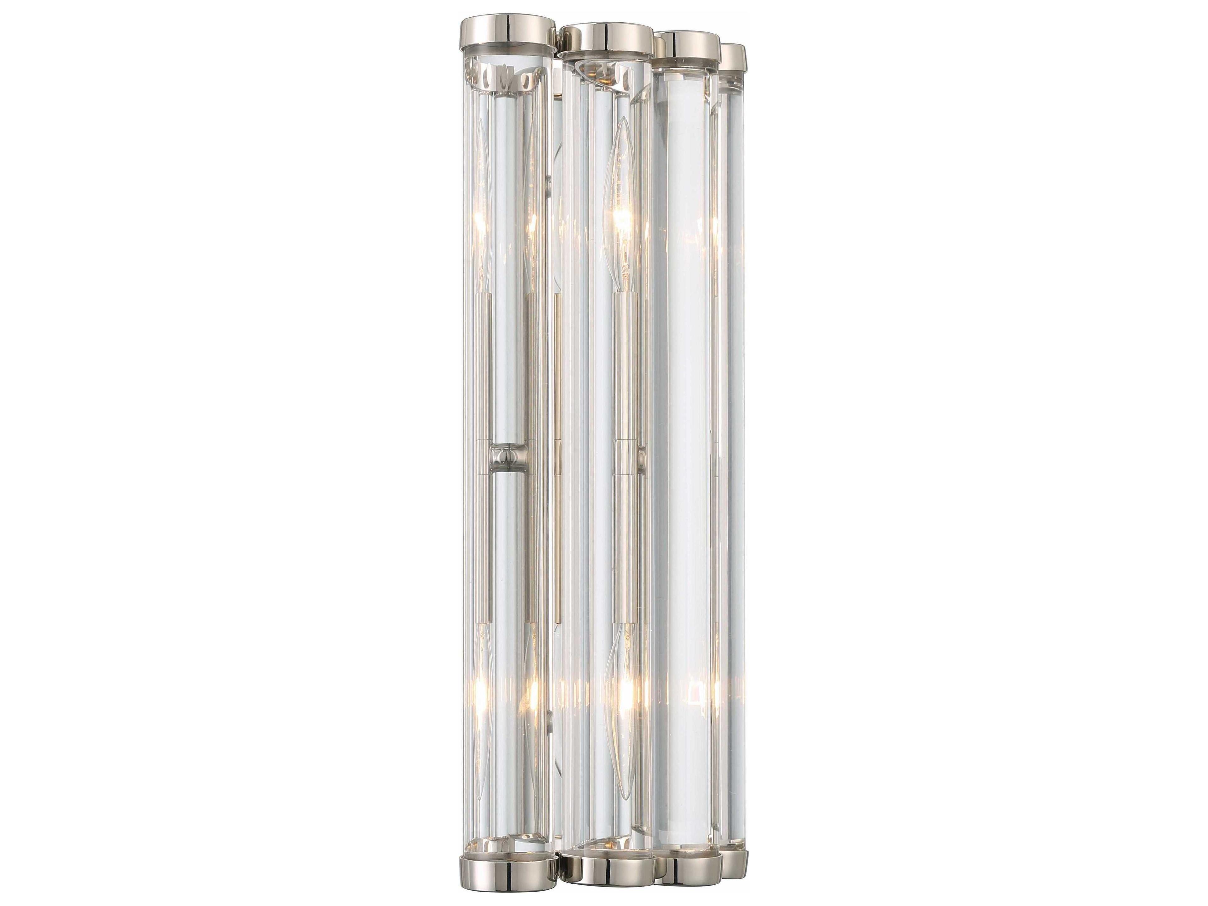 Crystorama Elliot 2-Light Polished Nickel Glass Wall Sconce