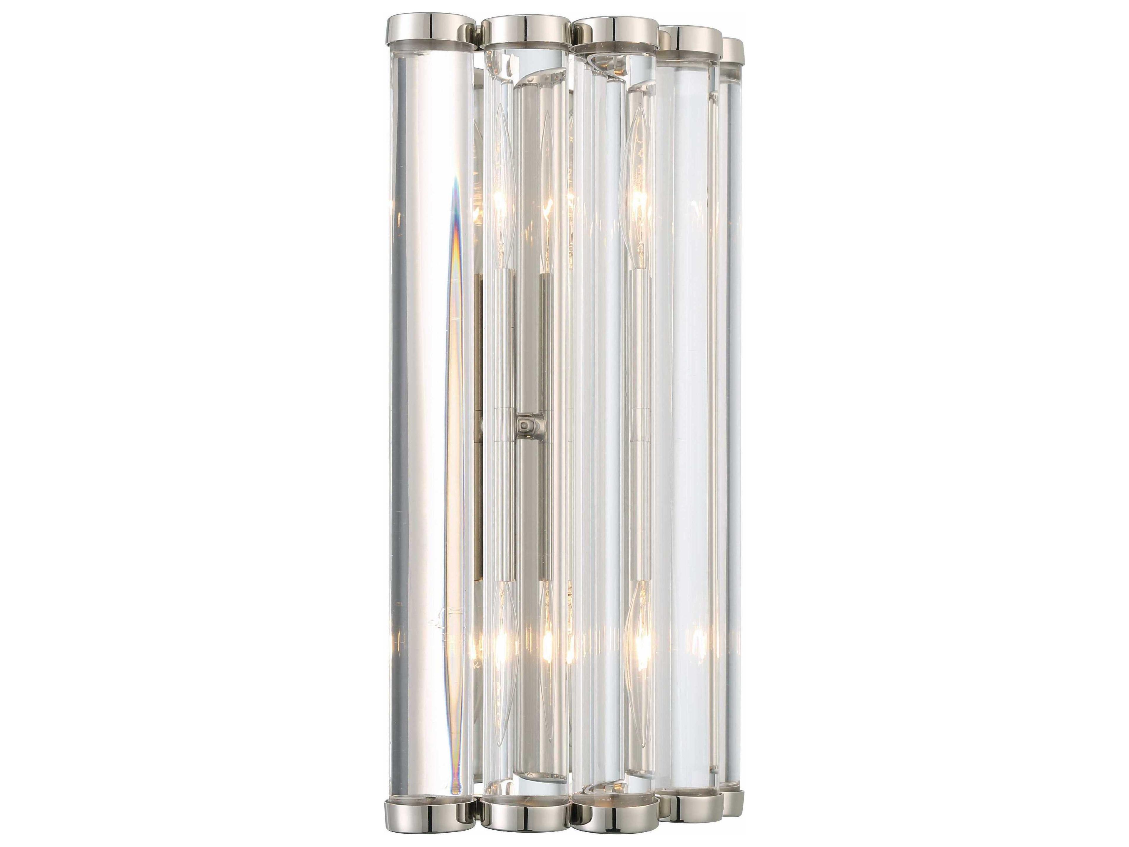 Crystorama Elliot 2-Light Polished Nickel Glass Wall Sconce