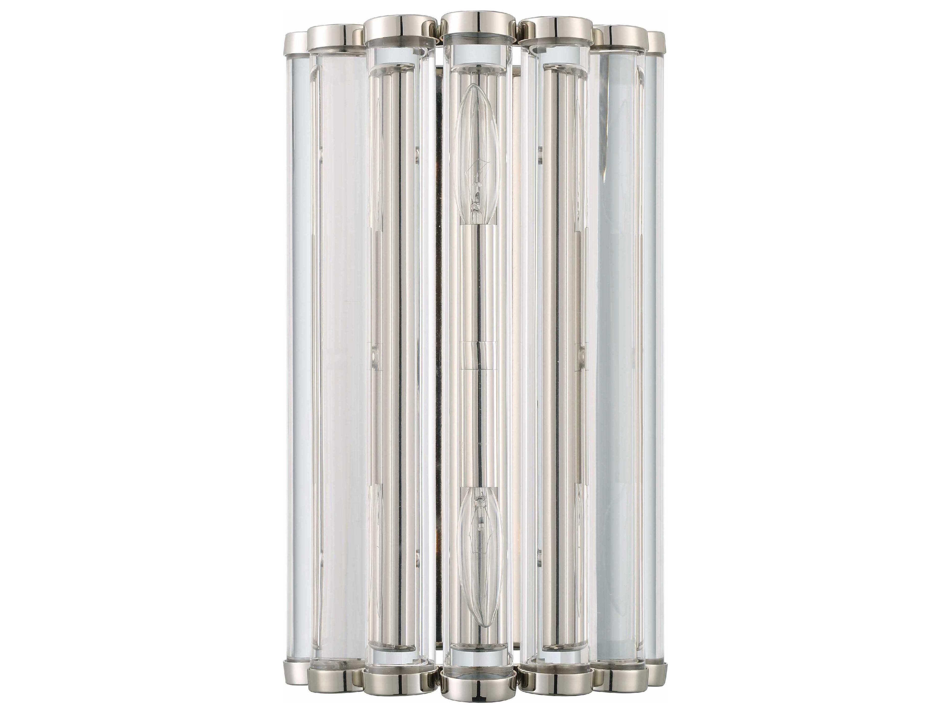 Crystorama Elliot 2-Light Polished Nickel Glass Wall Sconce