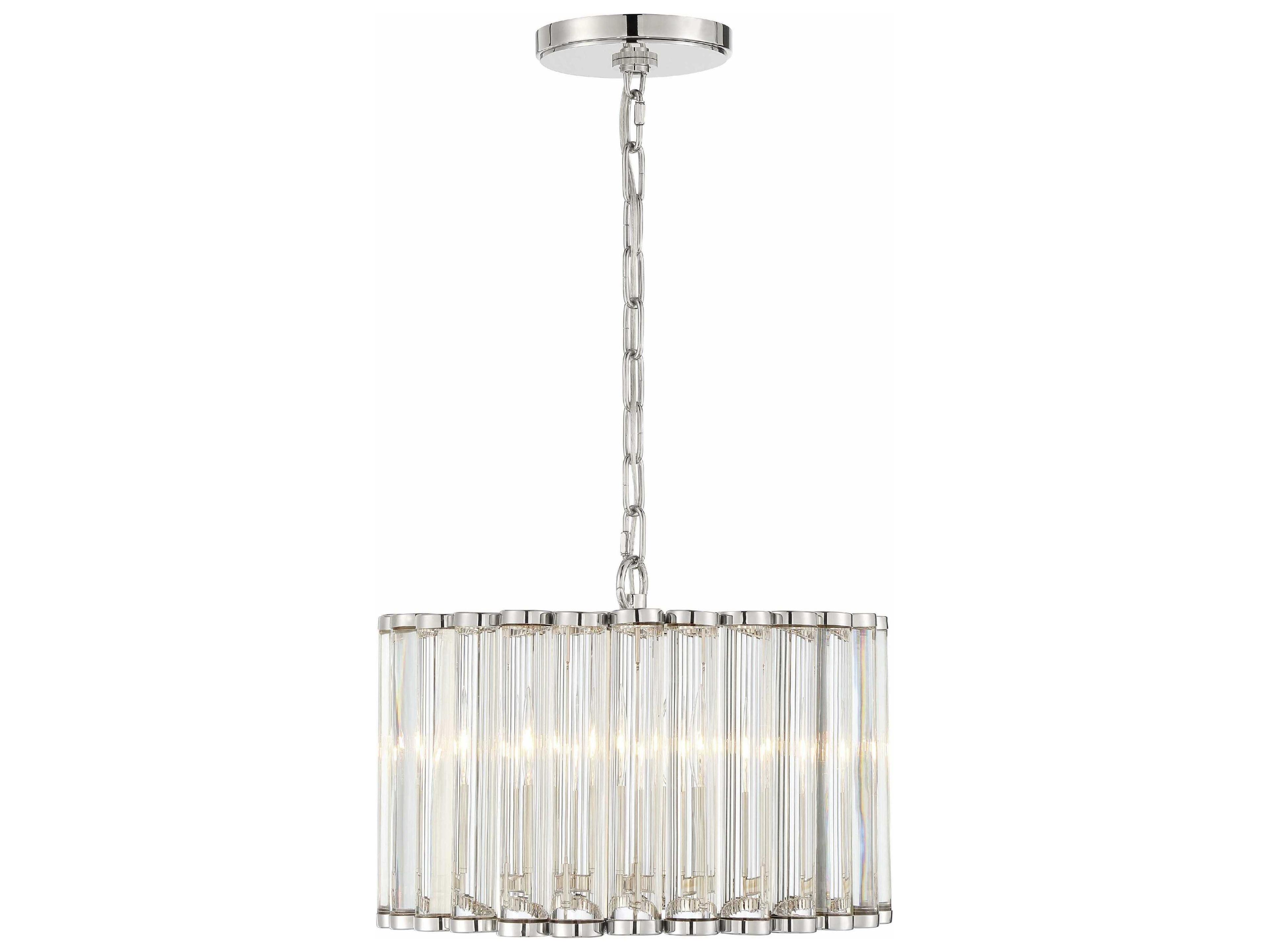 Elliot 4-Light Polished Nickel Glass Candelabra Drum Chandelier