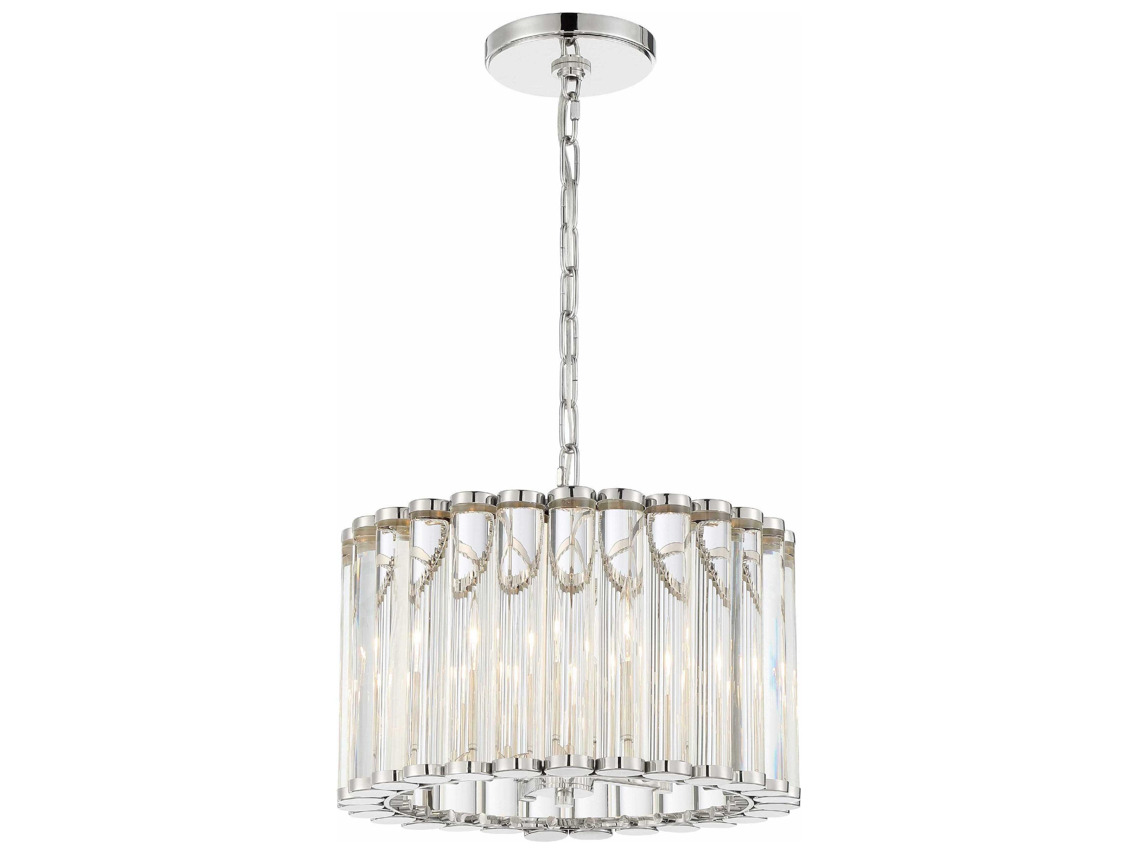 Crystorama Elliot 4-Light Polished Nickel Glass Candelabra Drum Chandelier