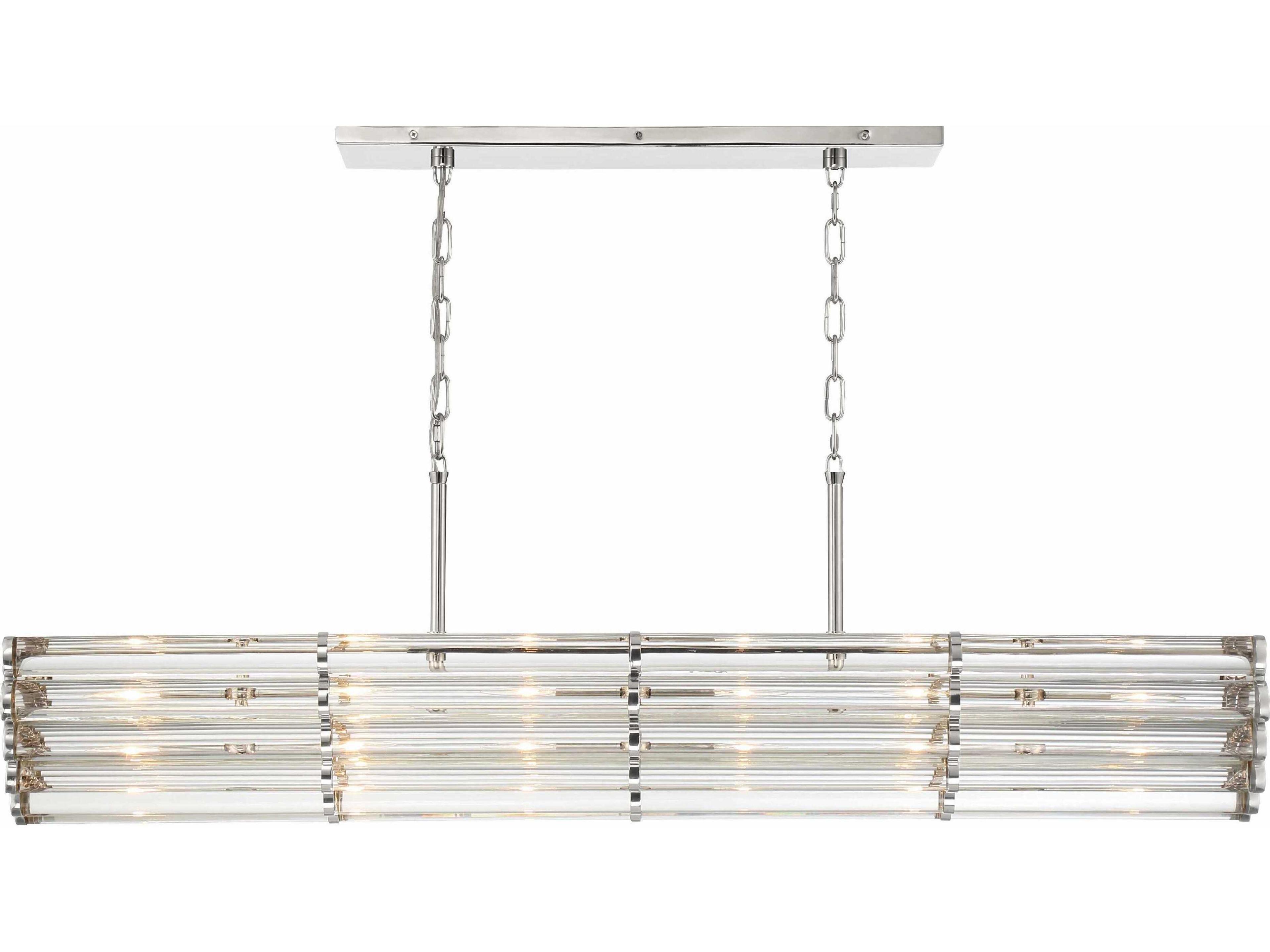 Elliot 6-Light Polished Nickel Glass Geometric Island Pendant