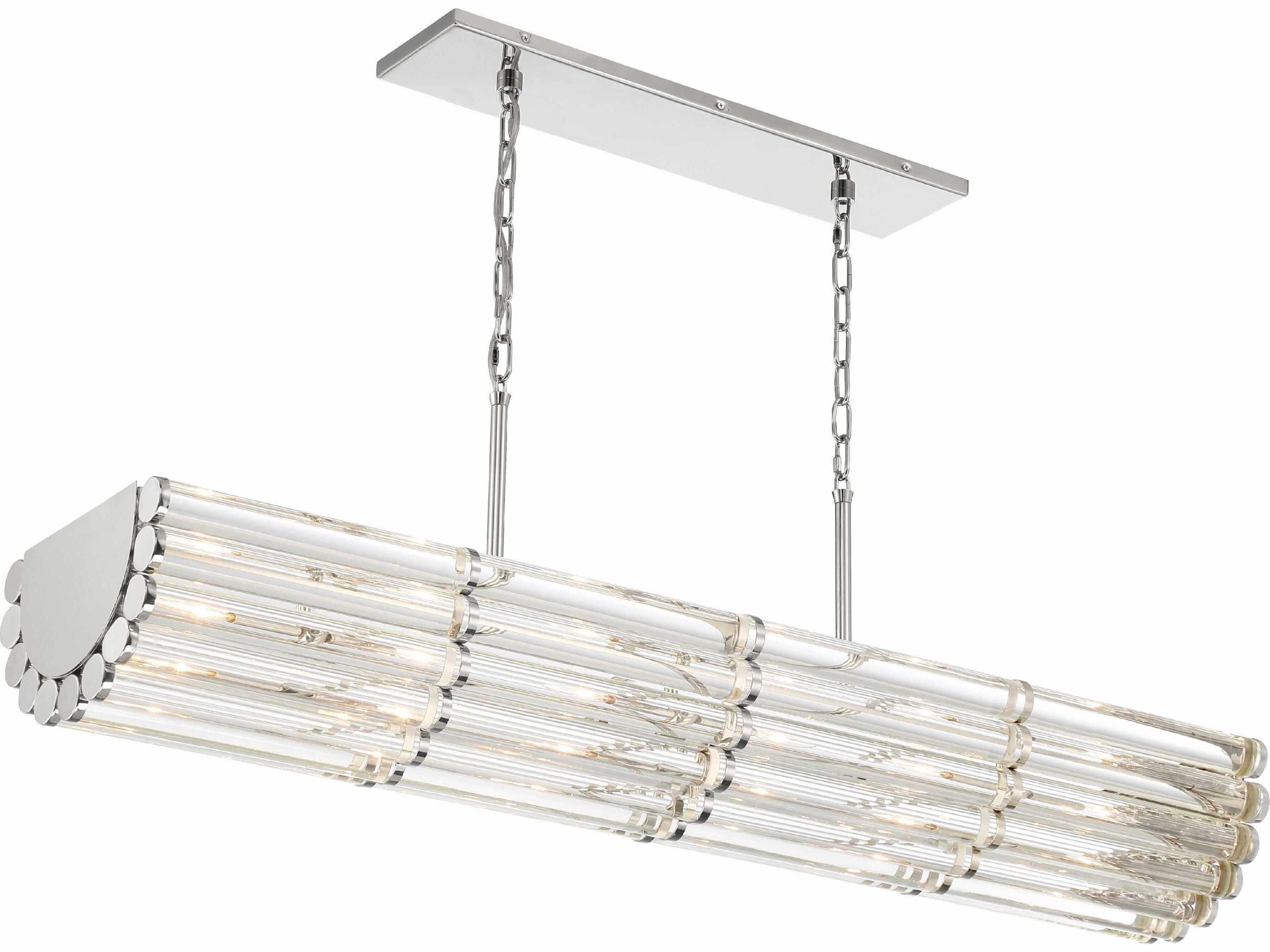Crystorama Elliot 6-Light Polished Nickel Glass Geometric Island Pendant