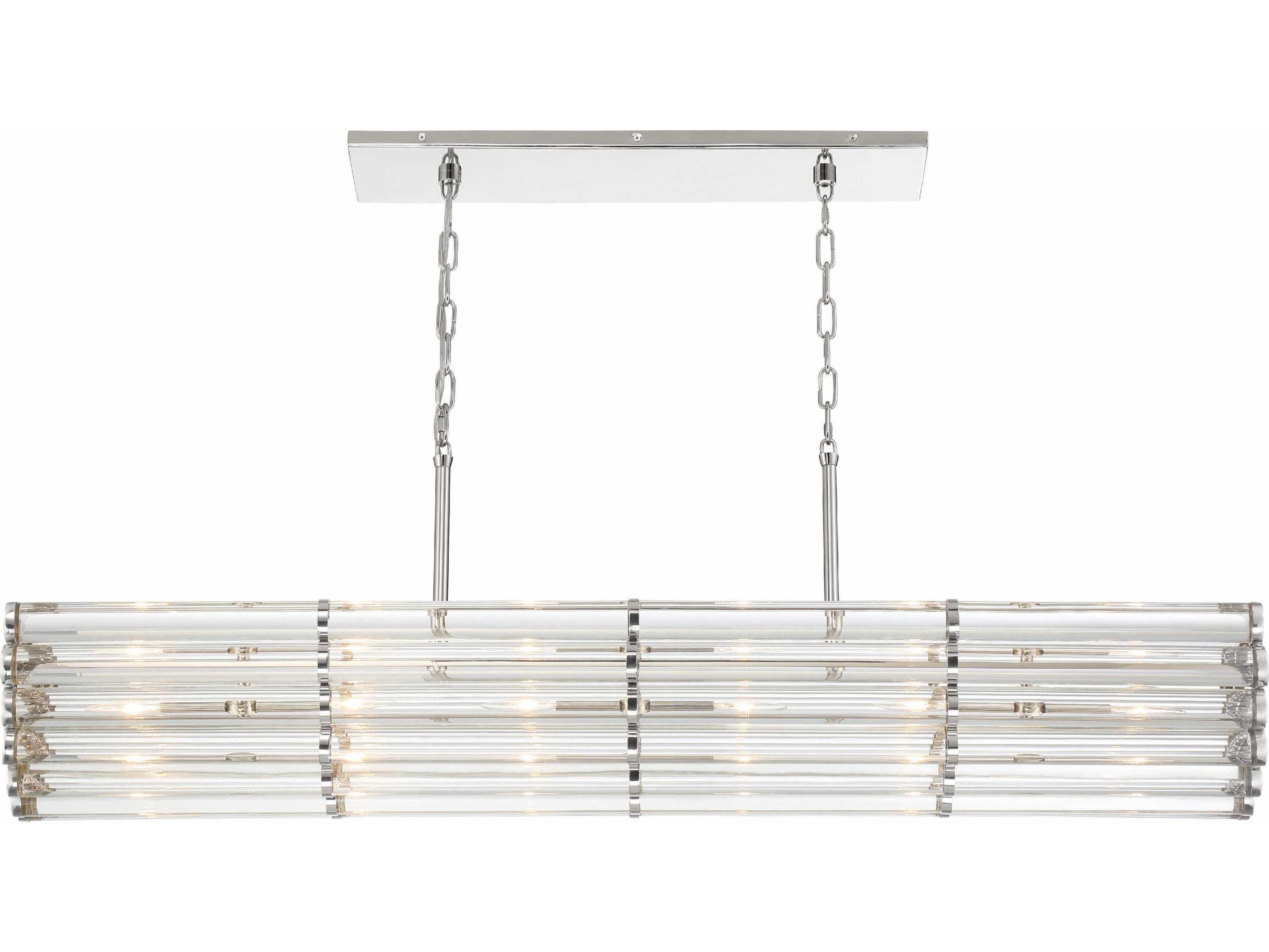 Crystorama Elliot 6-Light Polished Nickel Glass Geometric Island Pendant