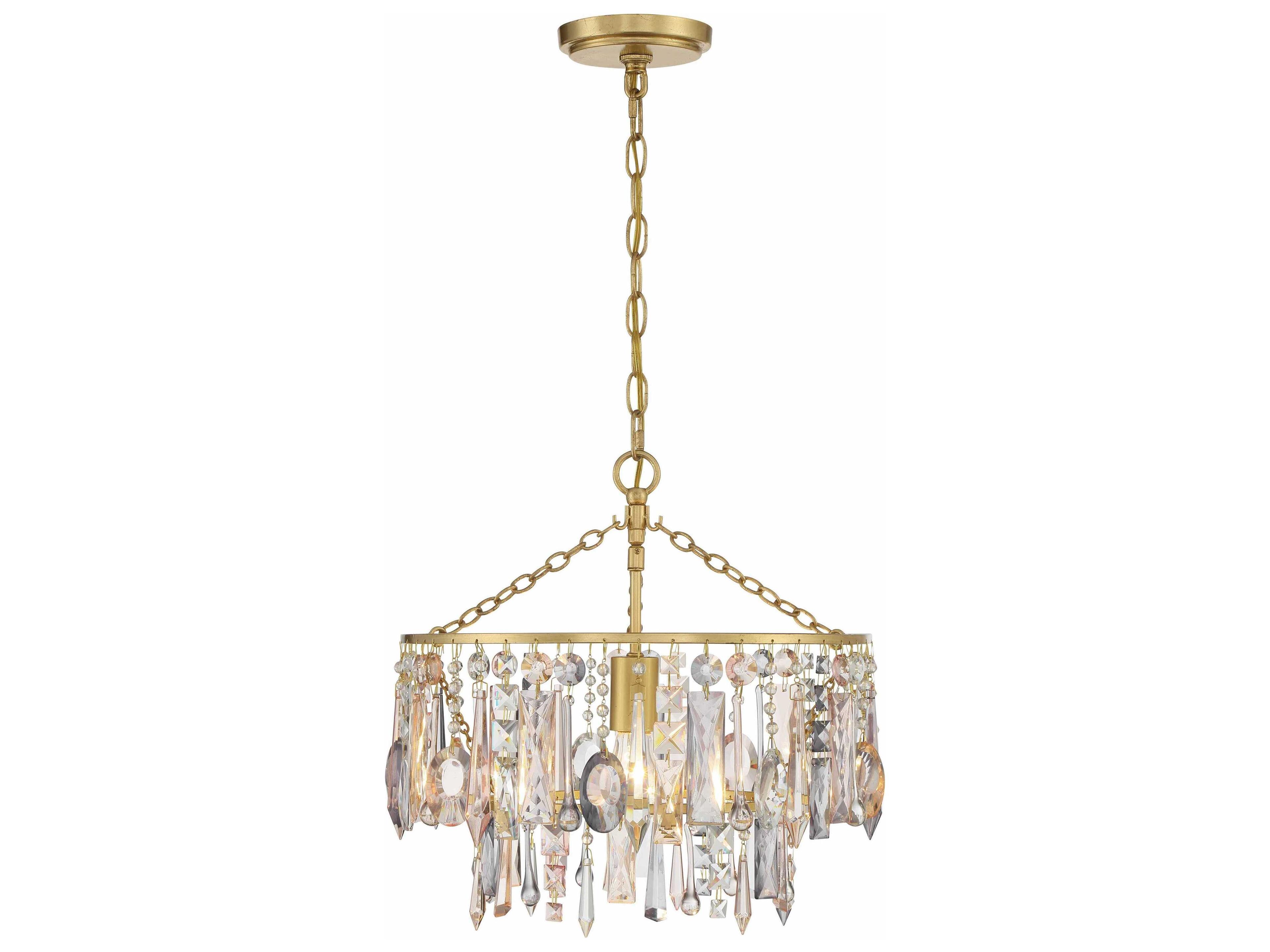 Elsa 1-Light Antique Gold Crystal Pendant