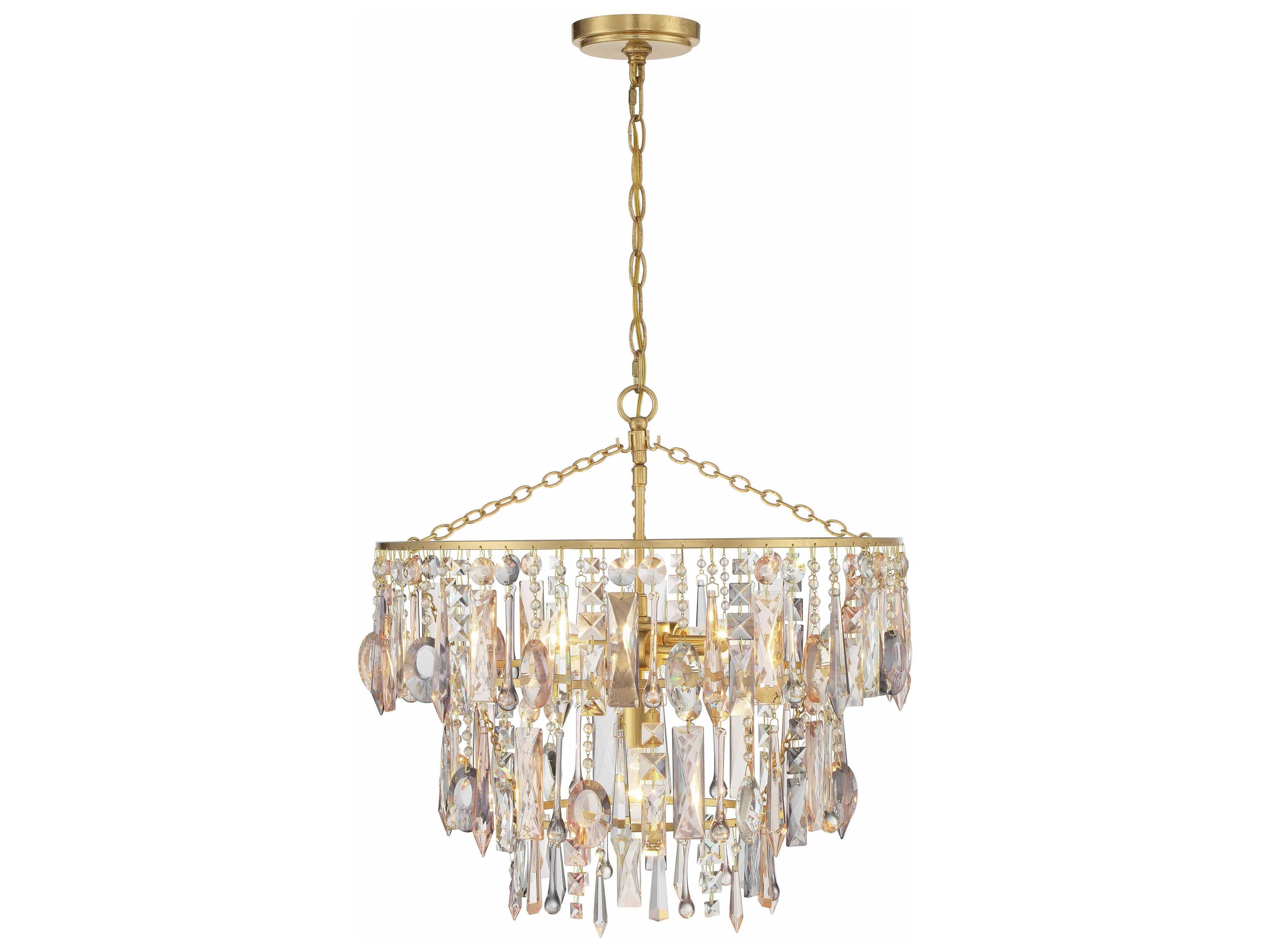 Elsa 3-Light Antique Gold Crystal Pendant