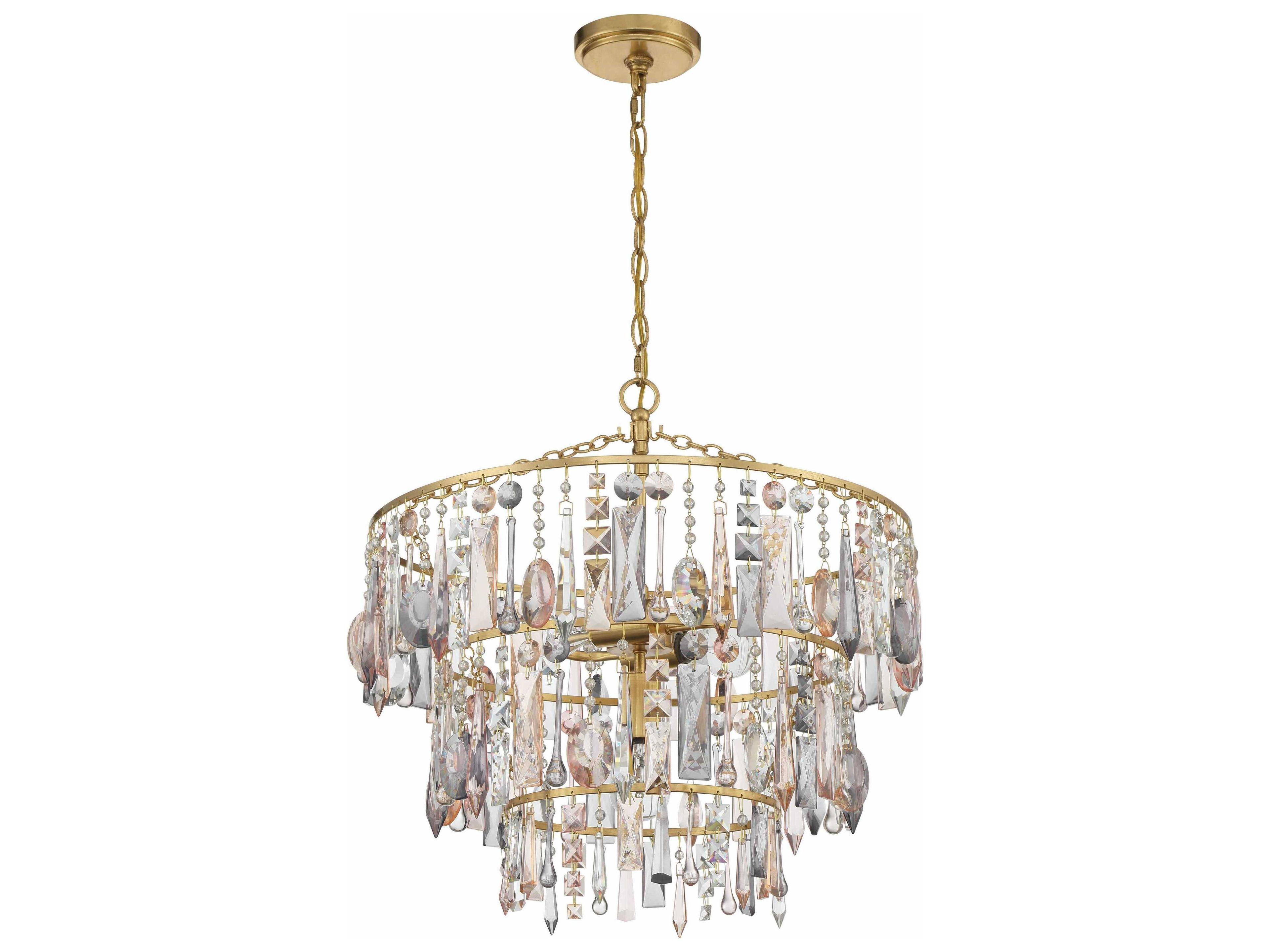 Crystorama Elsa 3-Light Antique Gold Crystal Pendant