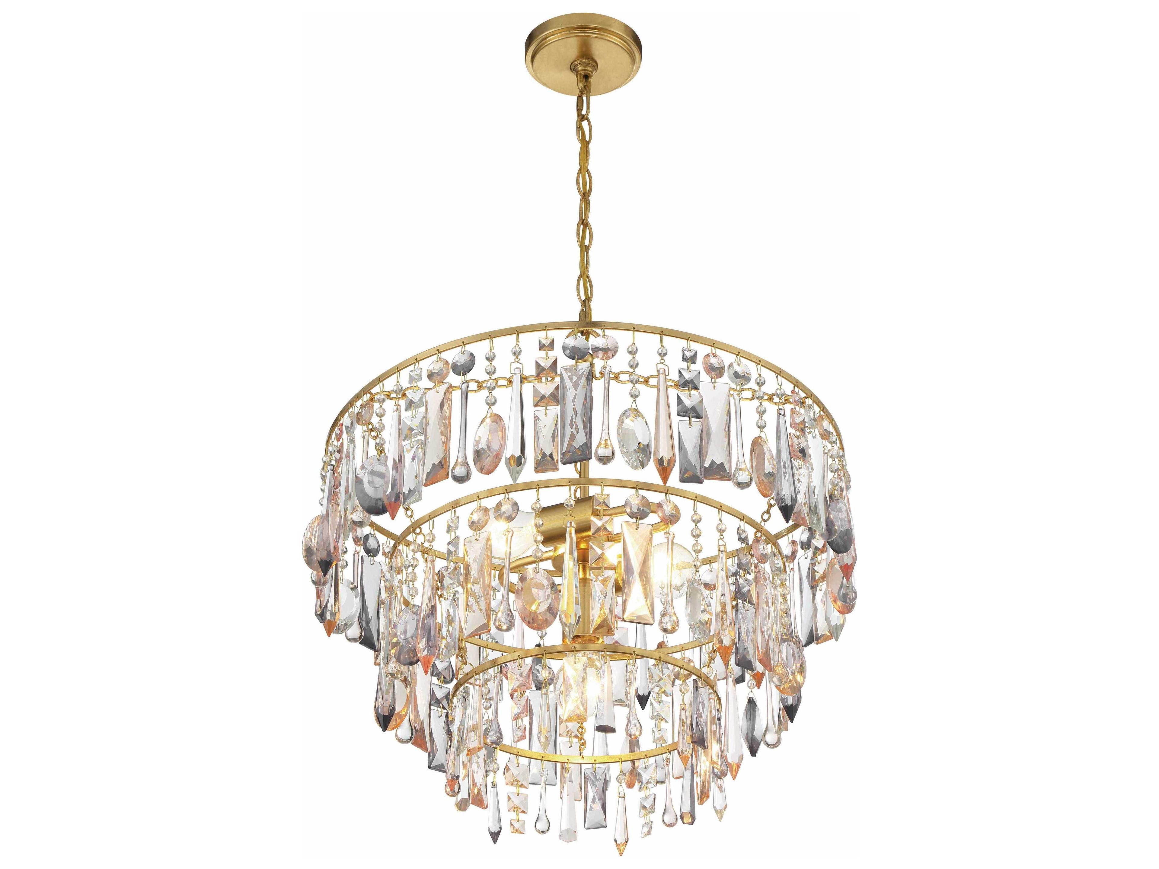 Crystorama Elsa 3-Light Antique Gold Crystal Pendant