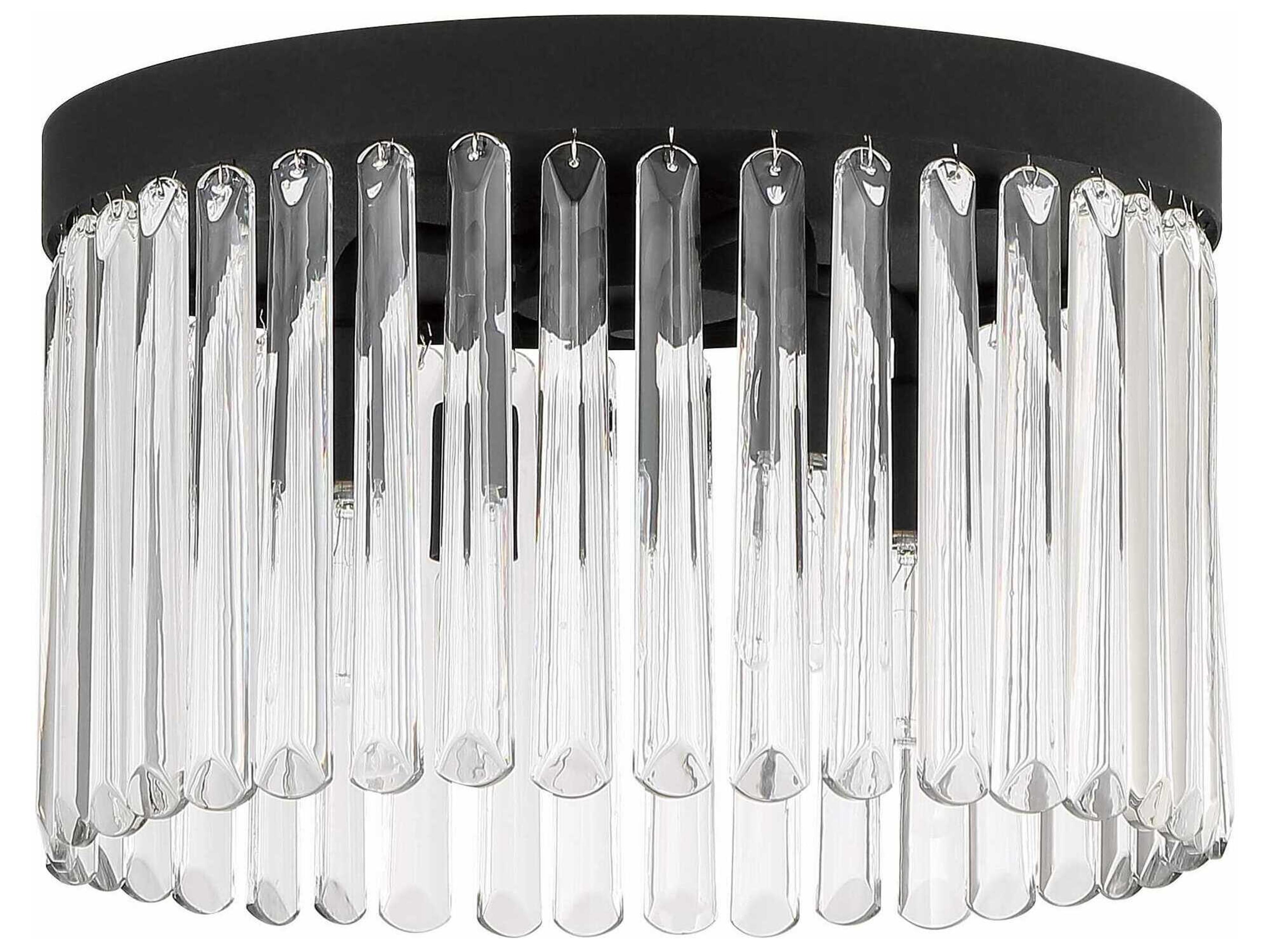 Crystorama Emory 4-Light Black Forged Glass Drum Flush Mount