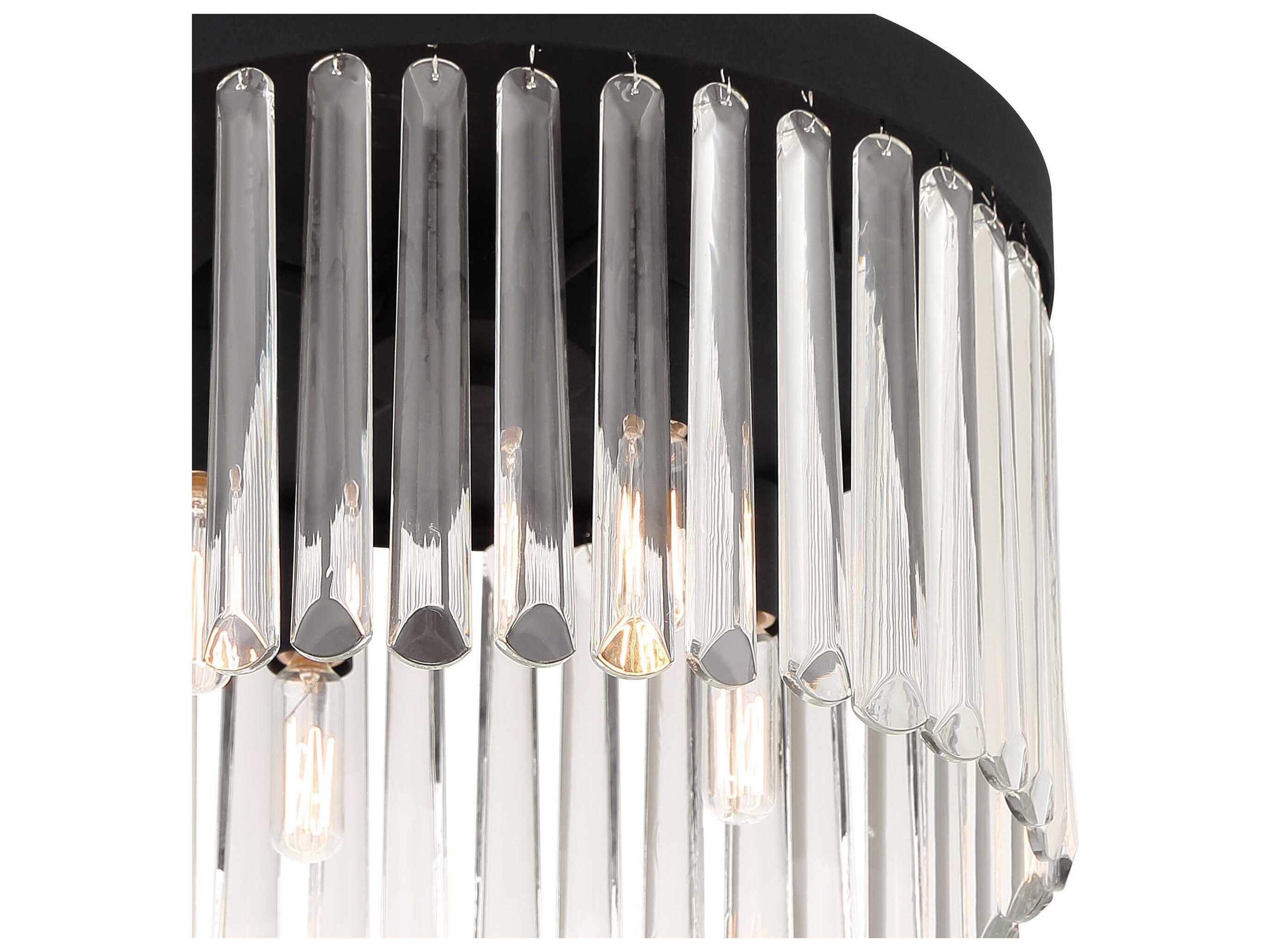 Crystorama Emory 4-Light Black Forged Glass Drum Flush Mount