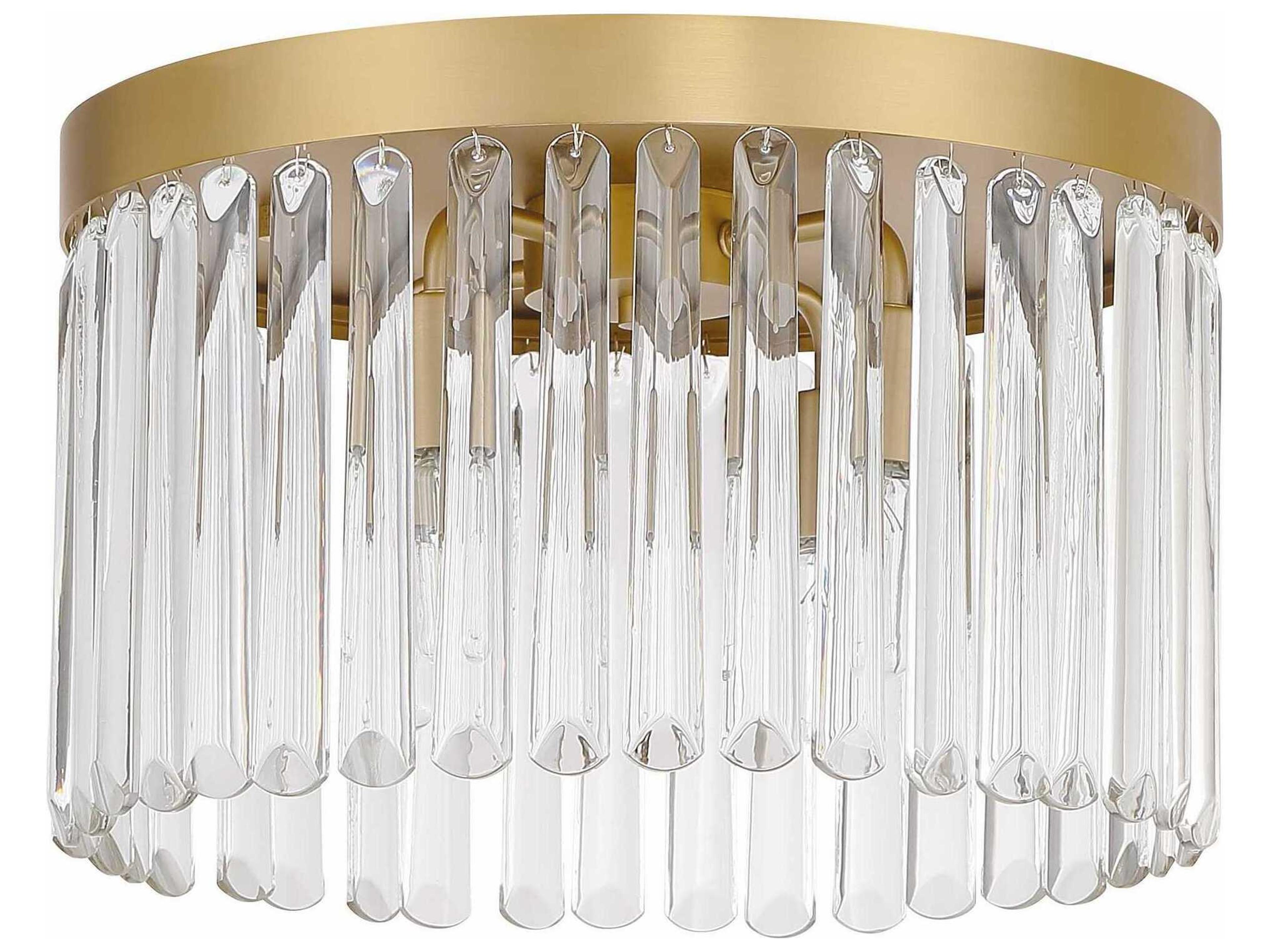 Crystorama Emory 4-Light Modern Gold Glass Drum Flush Mount