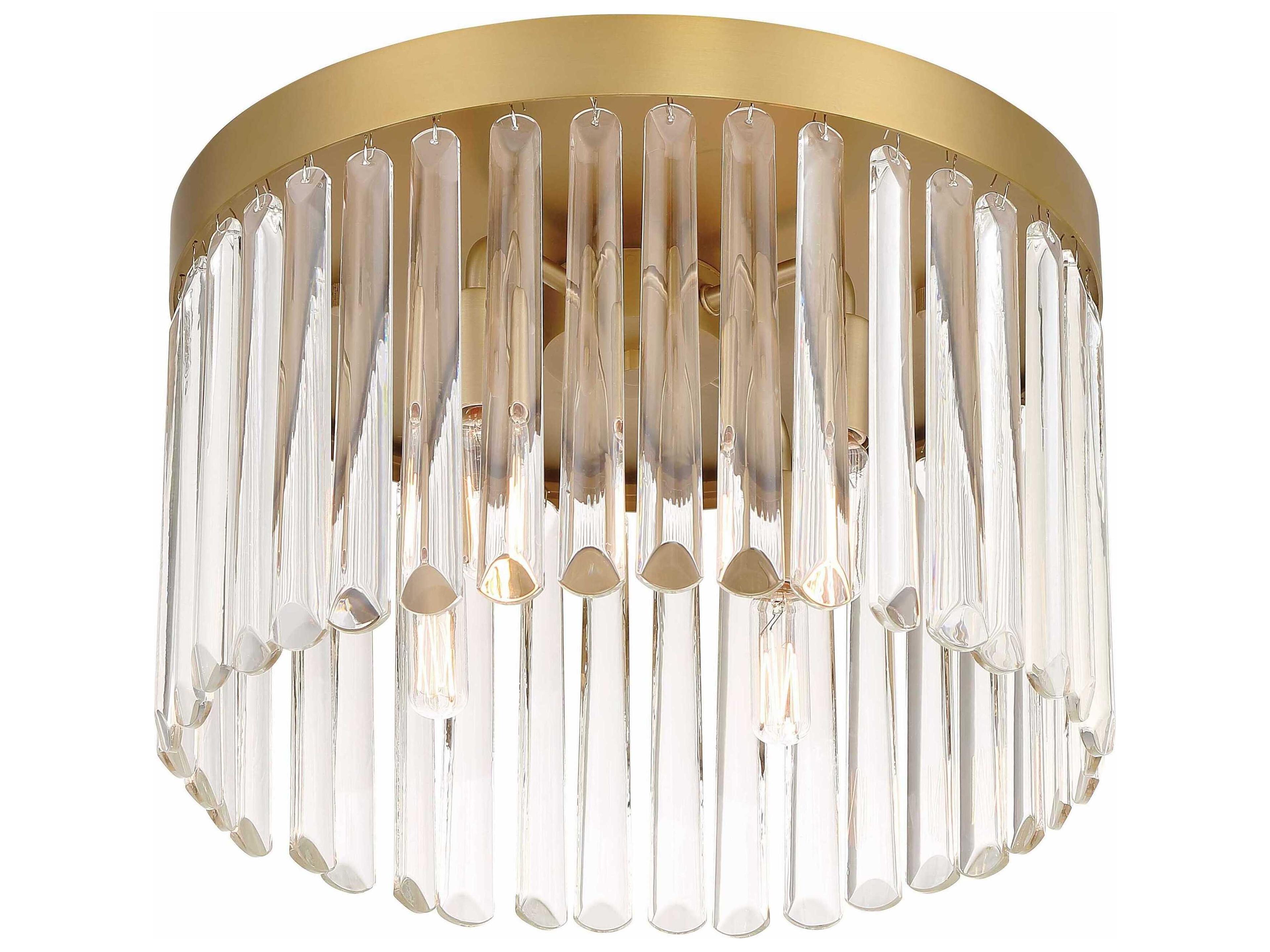 Crystorama Emory 4-Light Modern Gold Glass Drum Flush Mount
