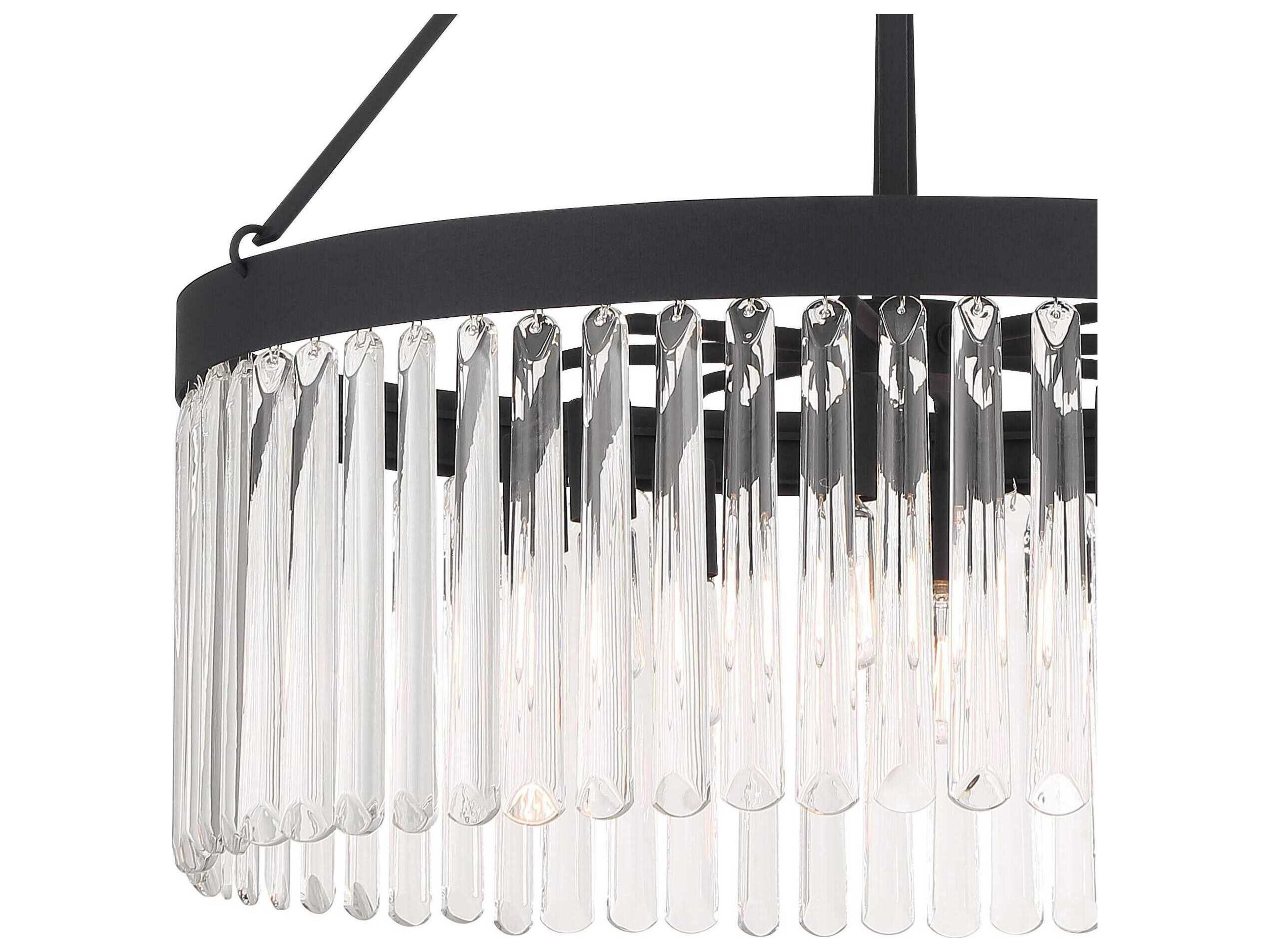 Crystorama Emory 8-Light Black Forged Glass Drum Chandelier