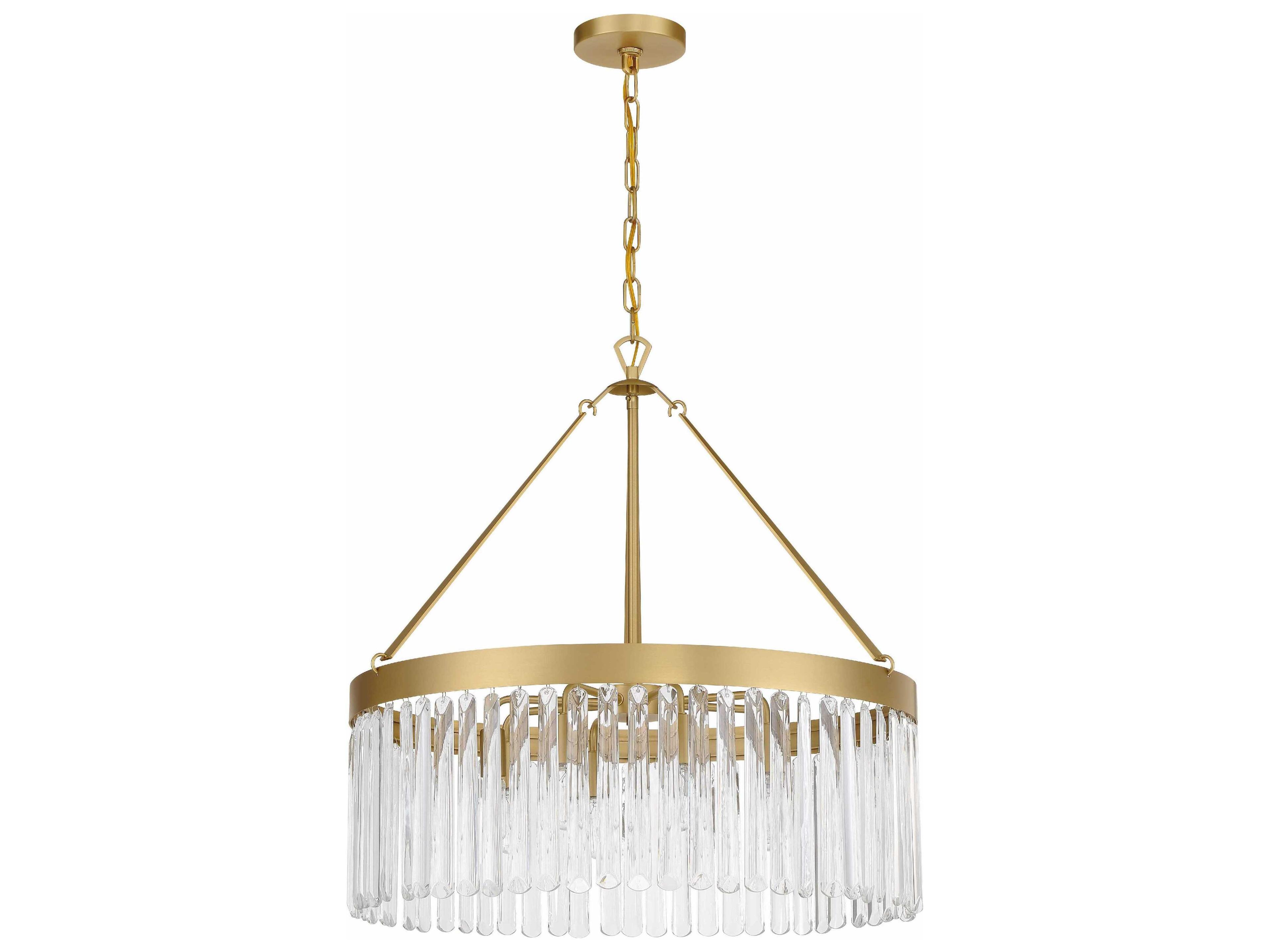 Crystorama Emory 8-Light Modern Gold Glass Drum Chandelier