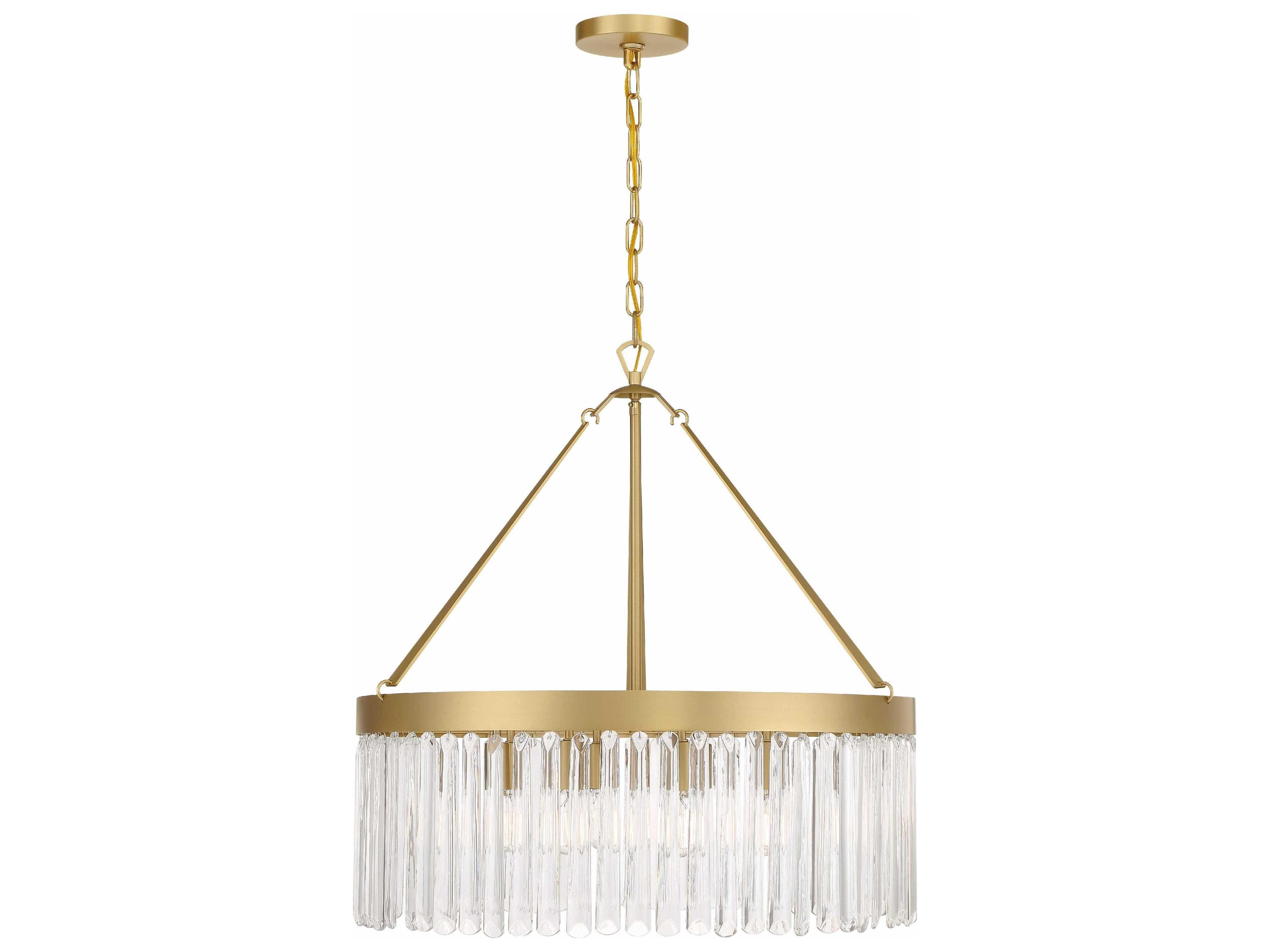 Crystorama Emory 8-Light Modern Gold Glass Drum Chandelier