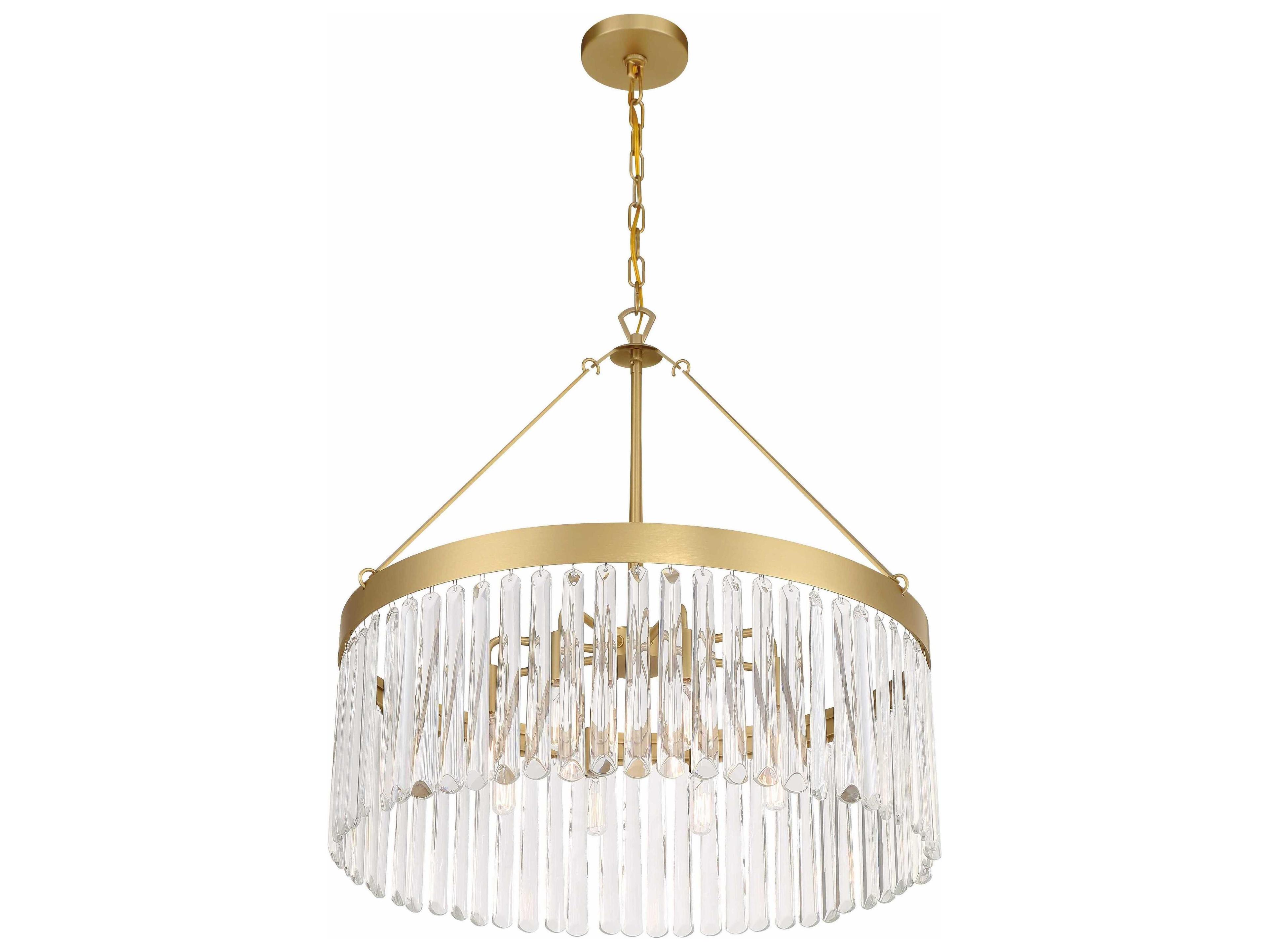 Crystorama Emory 8-Light Modern Gold Glass Drum Chandelier