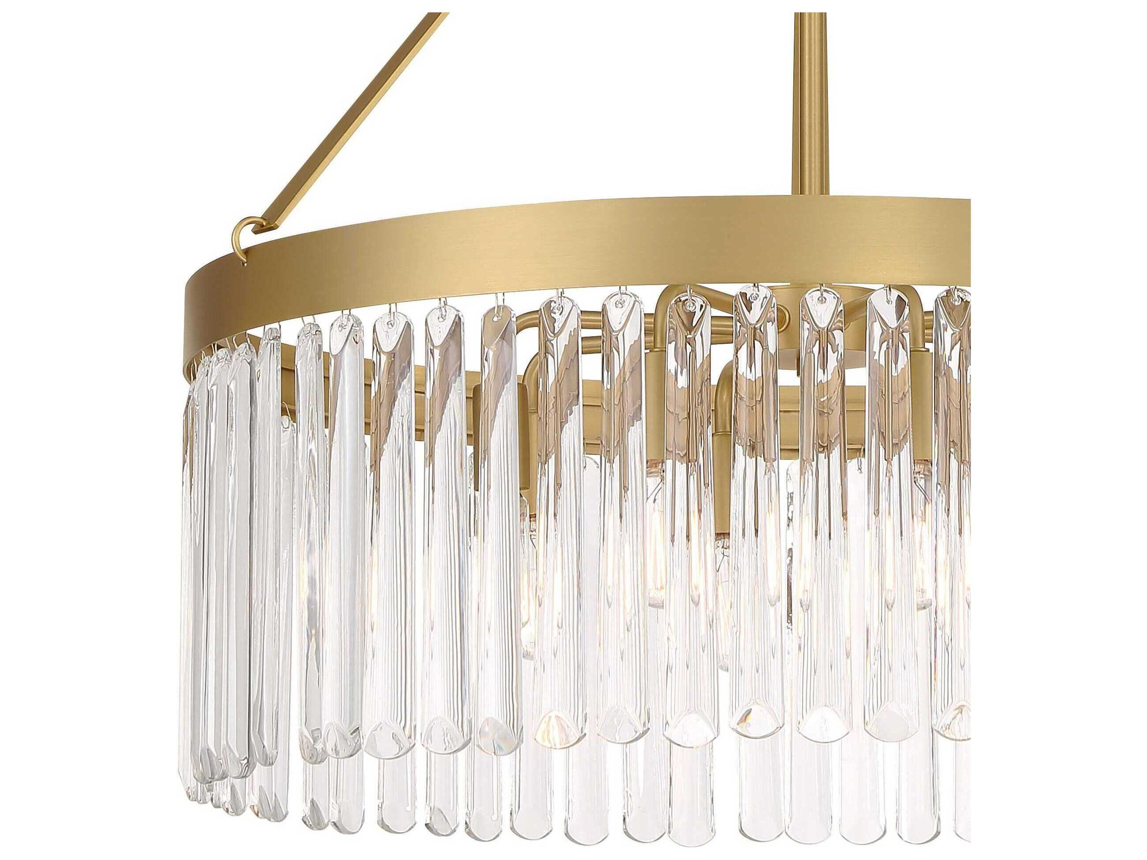 Crystorama Emory 8-Light Modern Gold Glass Drum Chandelier