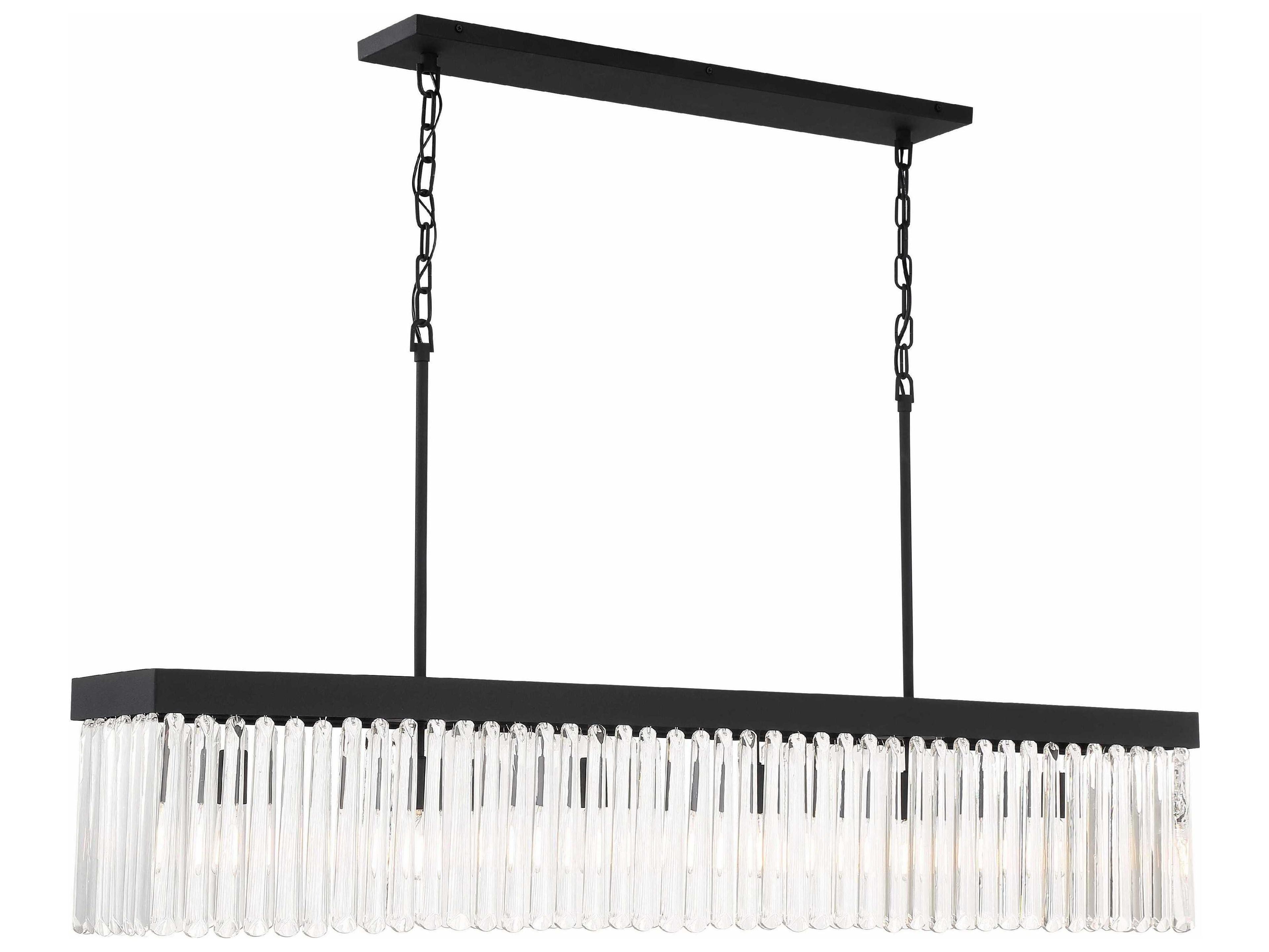 Crystorama Emory 6-Light Black Forged Glass Linear Island Pendant