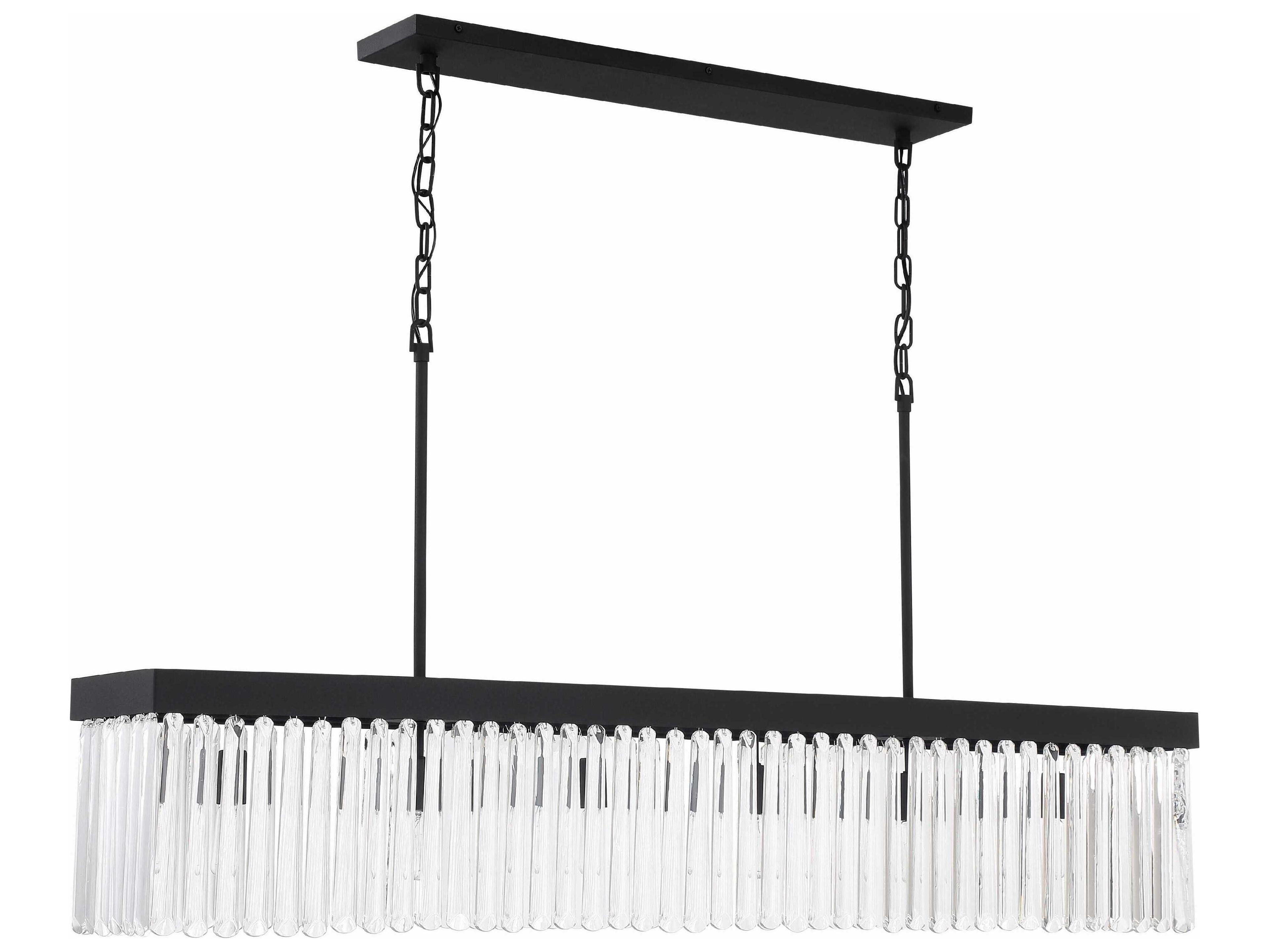 Crystorama Emory 6-Light Black Forged Glass Linear Island Pendant