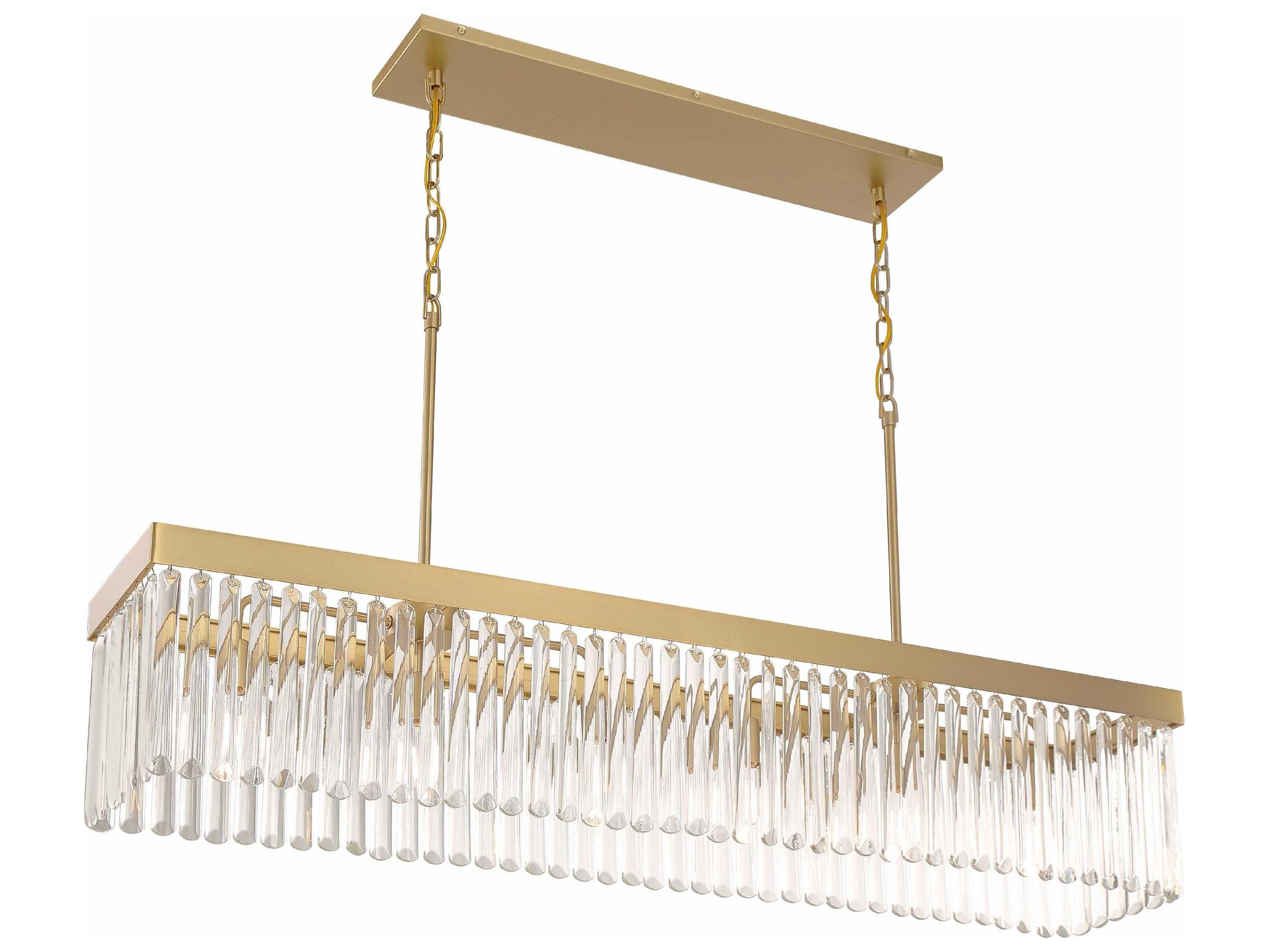 Crystorama Emory 6-Light Modern Gold Glass Linear Island Pendant