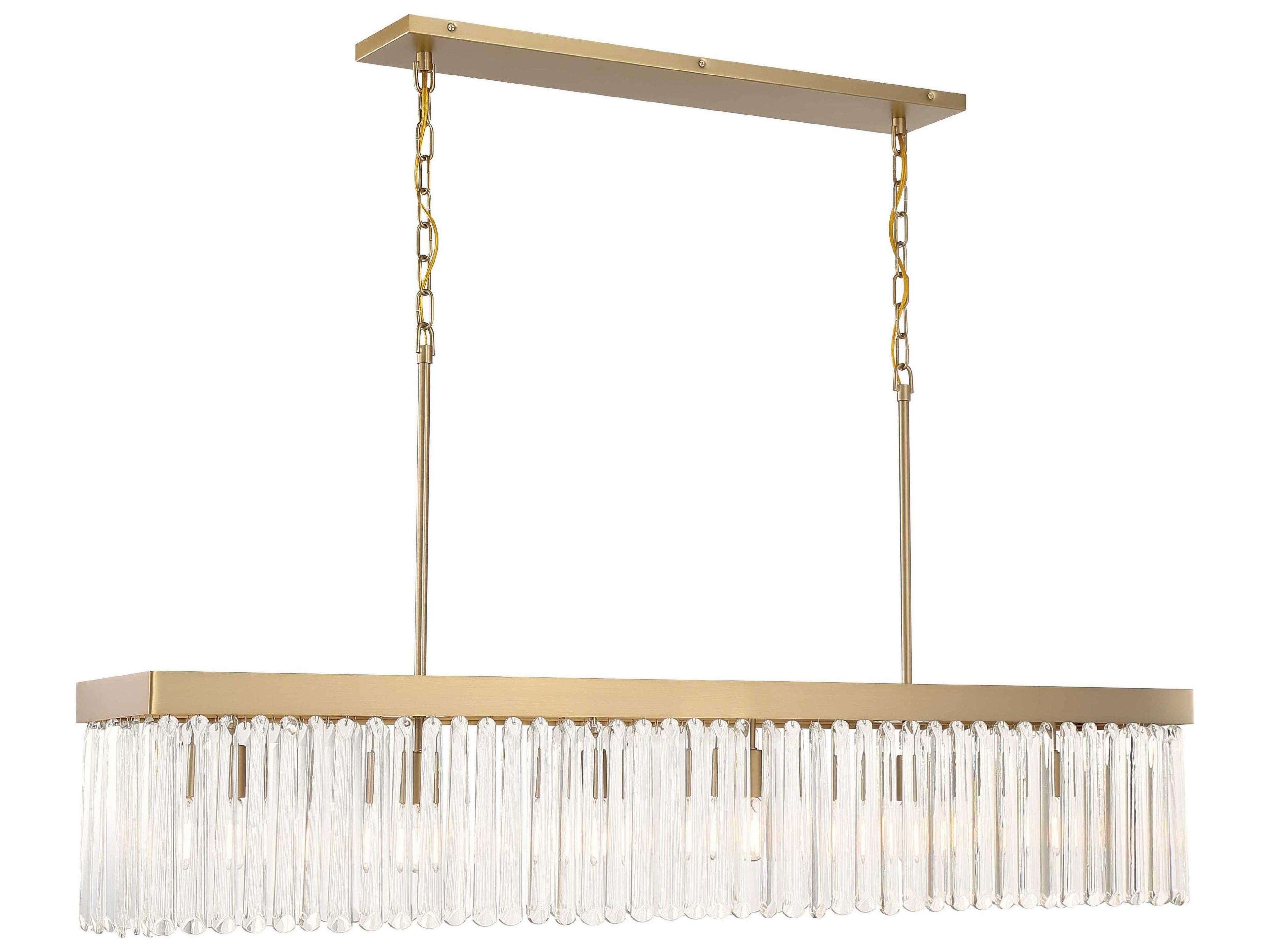 Crystorama Emory 6-Light Modern Gold Glass Linear Island Pendant