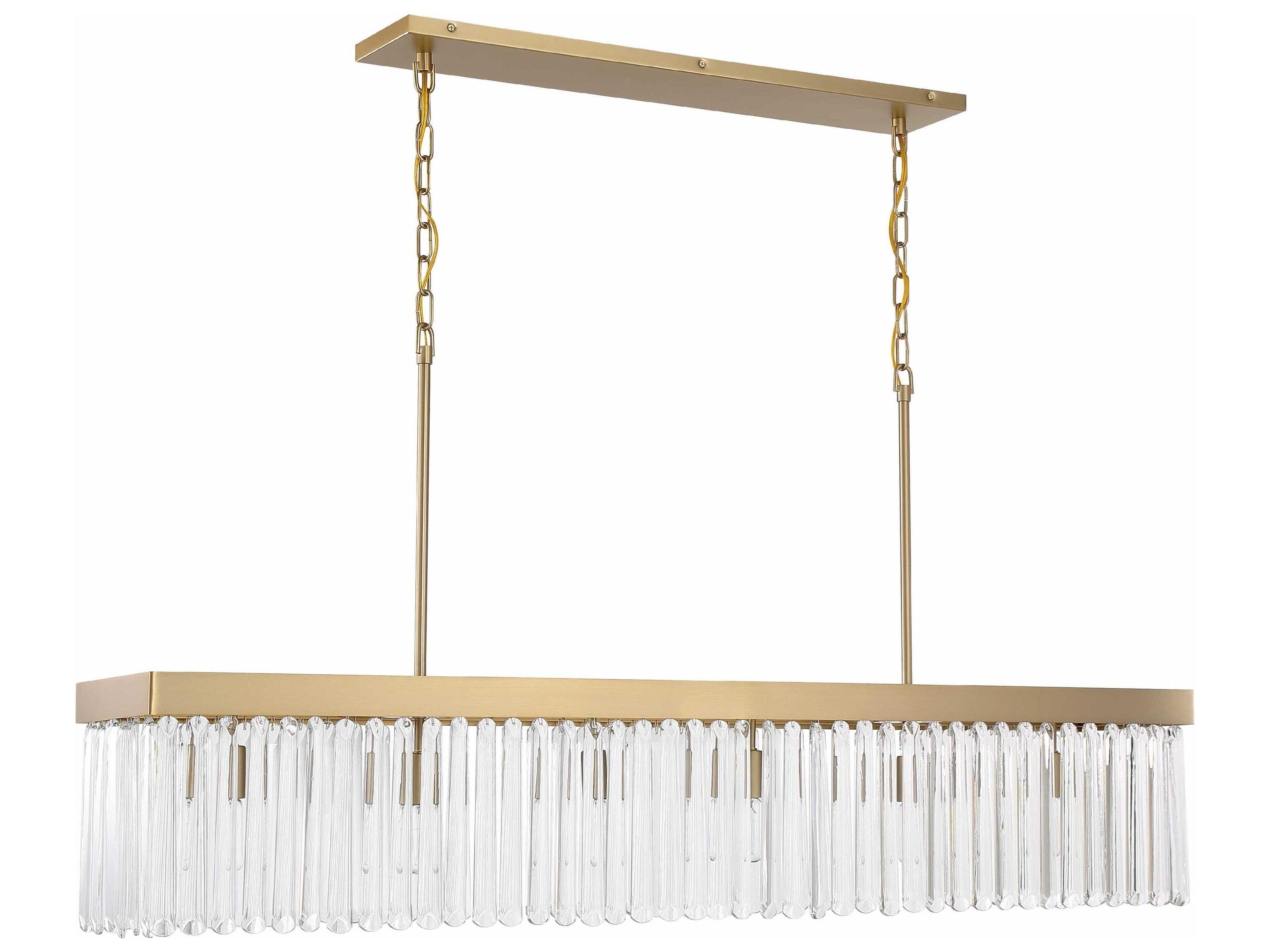 Crystorama Emory 6-Light Modern Gold Glass Linear Island Pendant