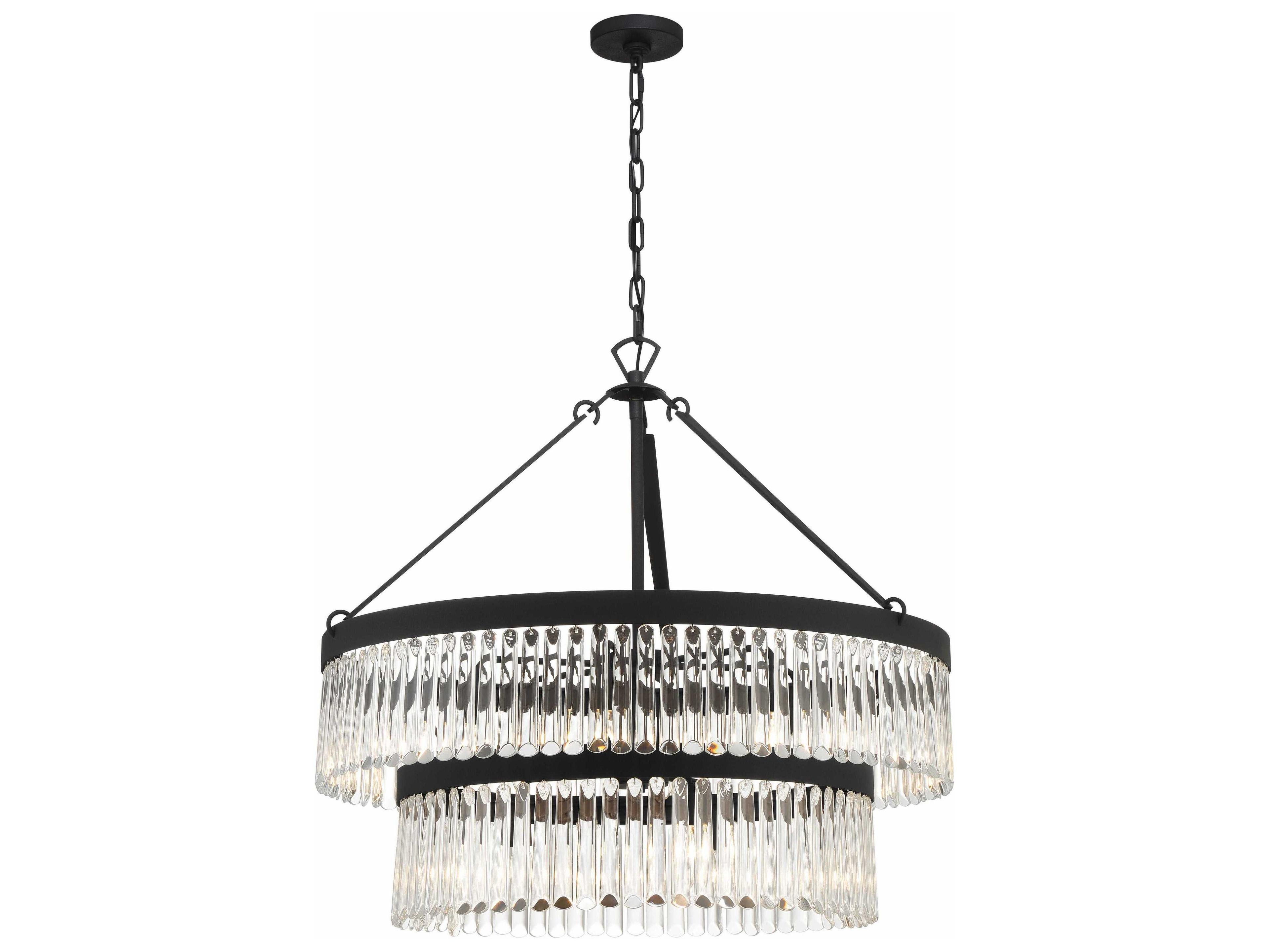 Emory 9-Light Black Forged Candelabra Tiered Chandelier