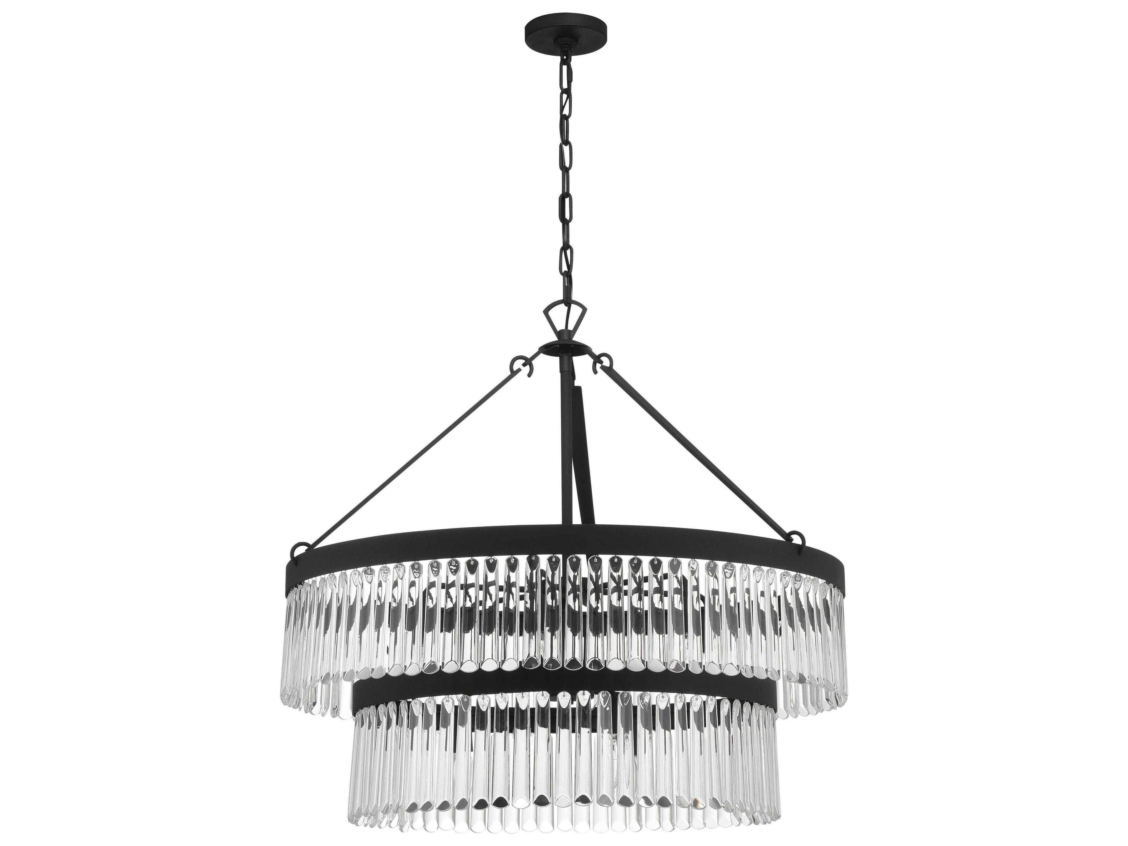 Crystorama Emory 9-Light Black Forged Candelabra Tiered Chandelier