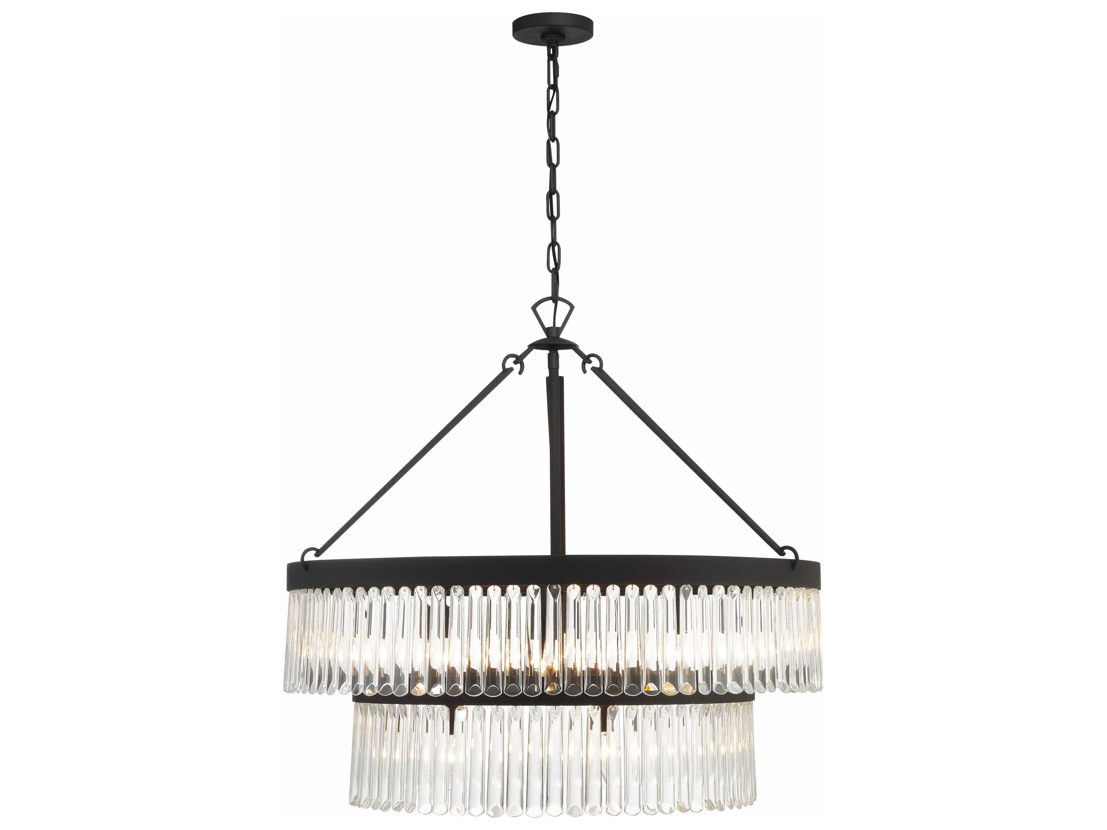 Crystorama Emory 9-Light Black Forged Candelabra Tiered Chandelier