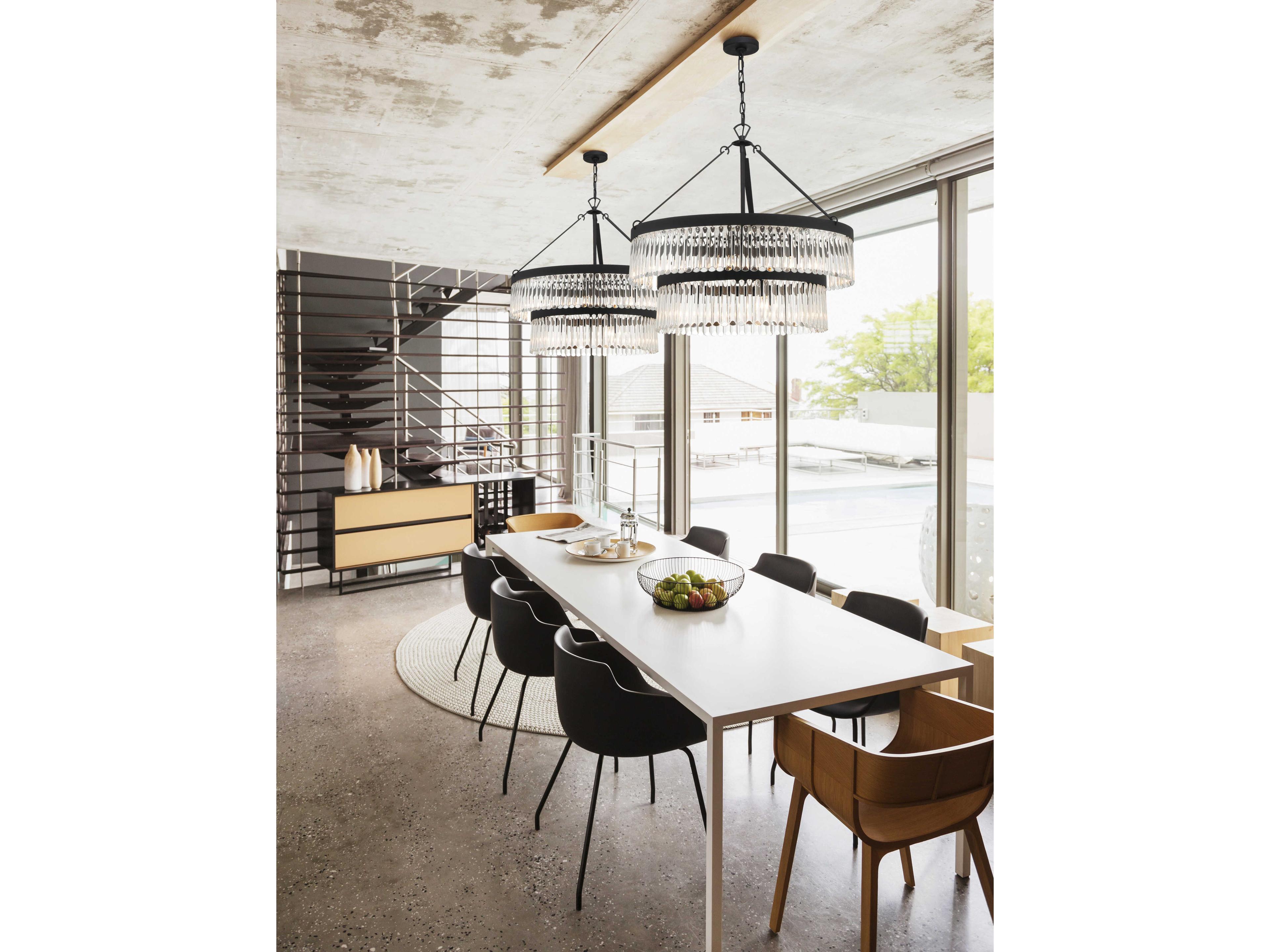 Crystorama Emory 9-Light Black Forged Candelabra Tiered Chandelier