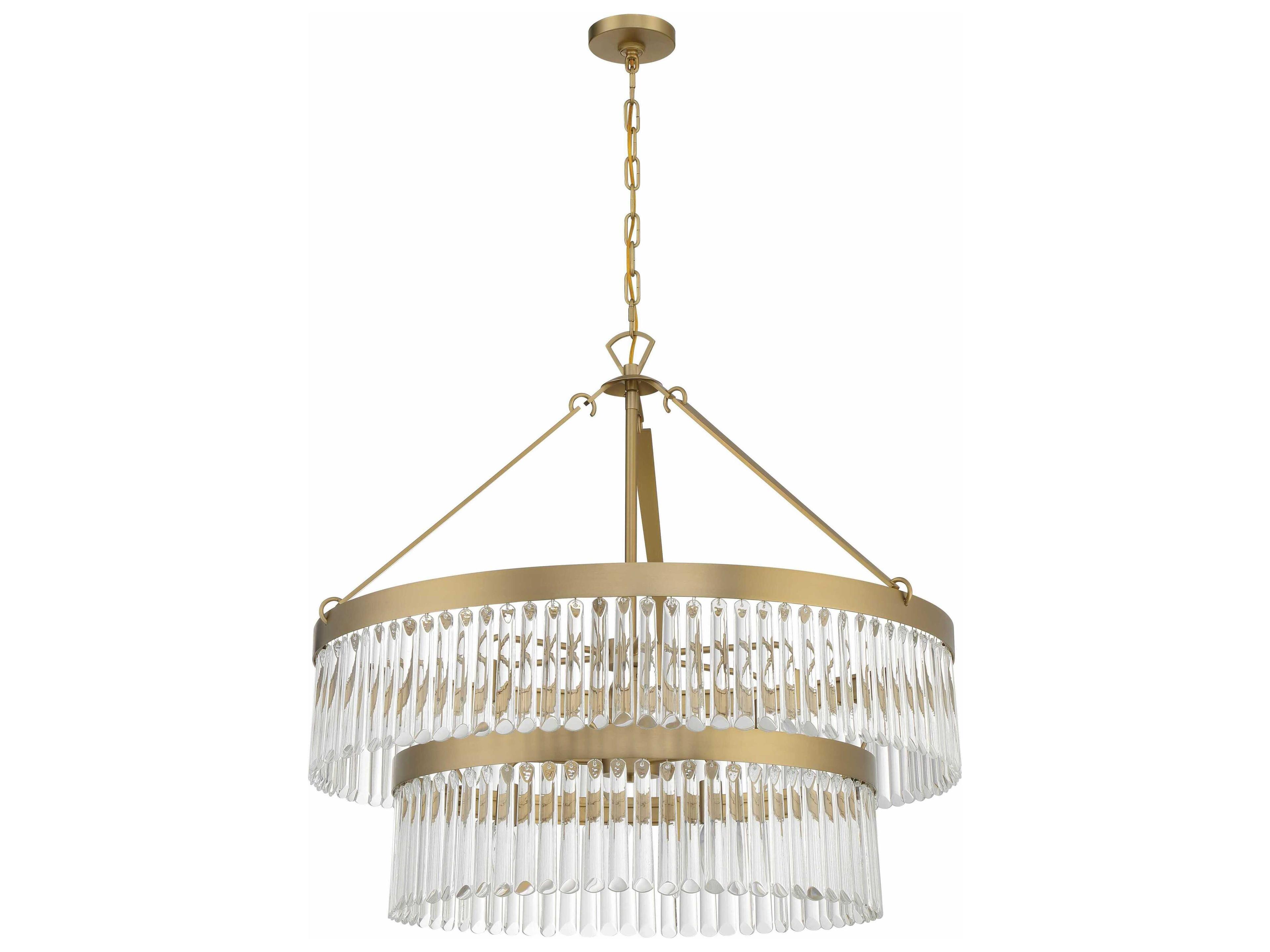 Crystorama Emory 9-Light Modern Gold Candelabra Tiered Chandelier